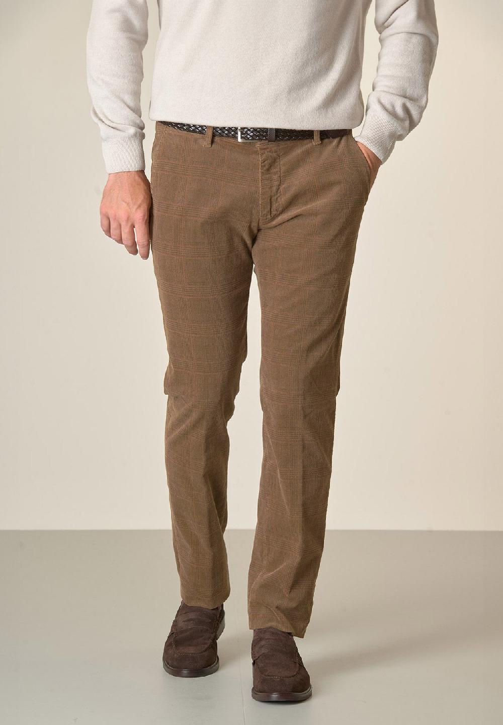 Angelico Pantalone bruciato fustagno Galles tinto capo slim fit