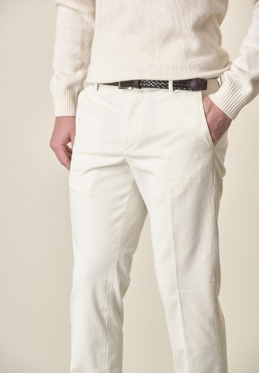 Angelico Pantalone Burro Sartoriale Gabardina Cotone Regular Fit