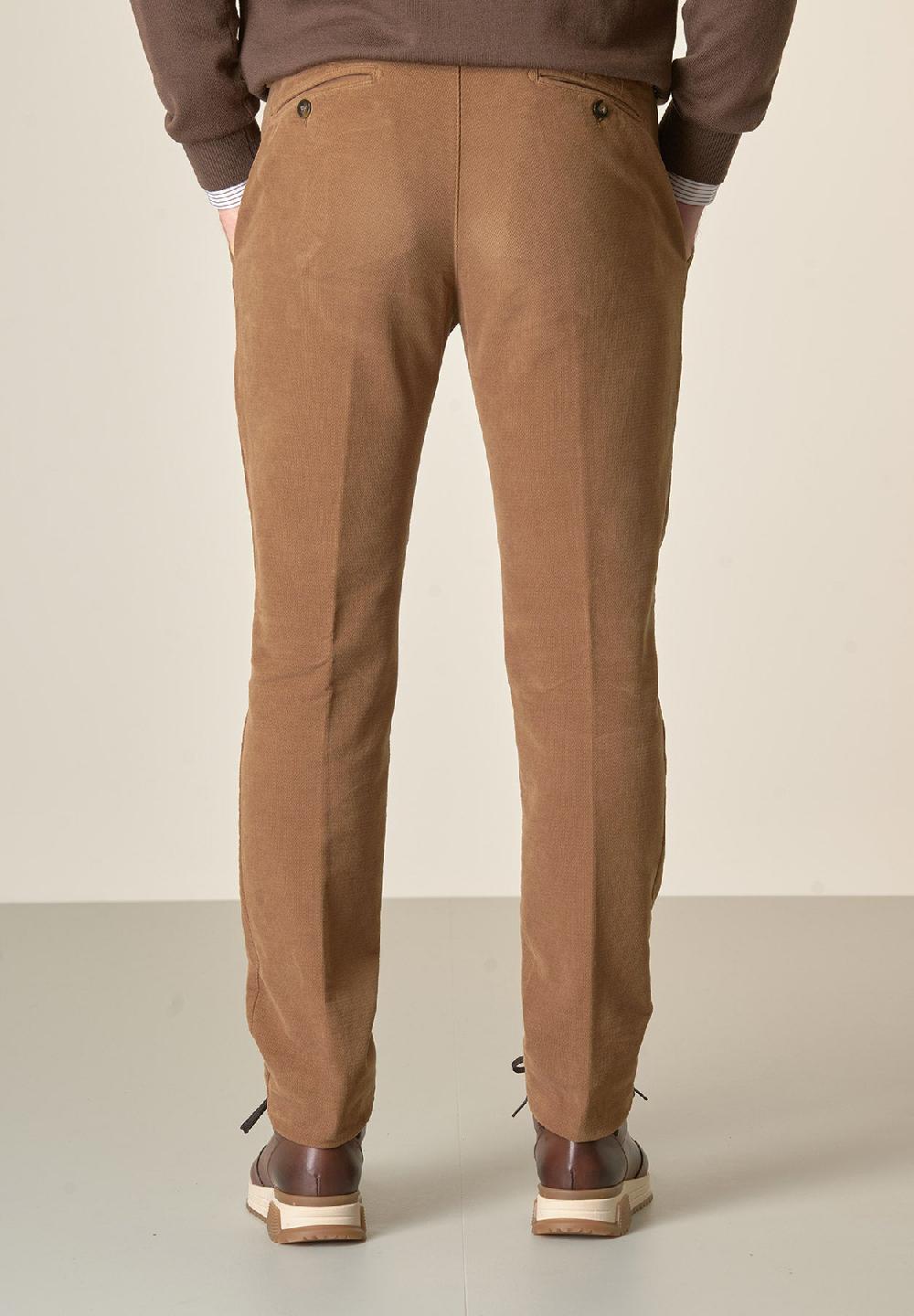 Angelico Pantalone Cammello Fustagno Jacquard Cotone Slim Fit