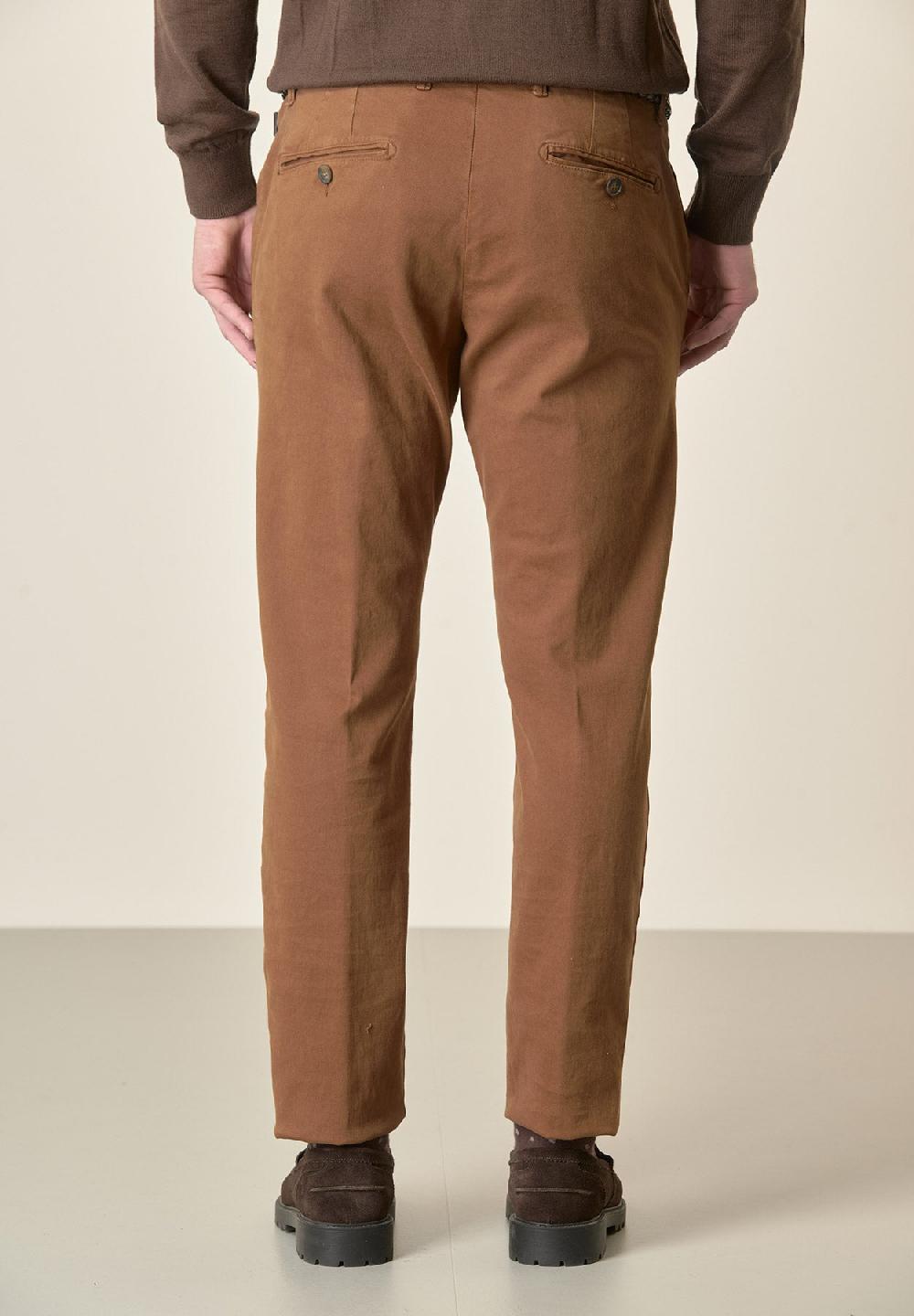 Angelico Pantalone Cappuccino Gabardina Cotone Stretch Slim Fit