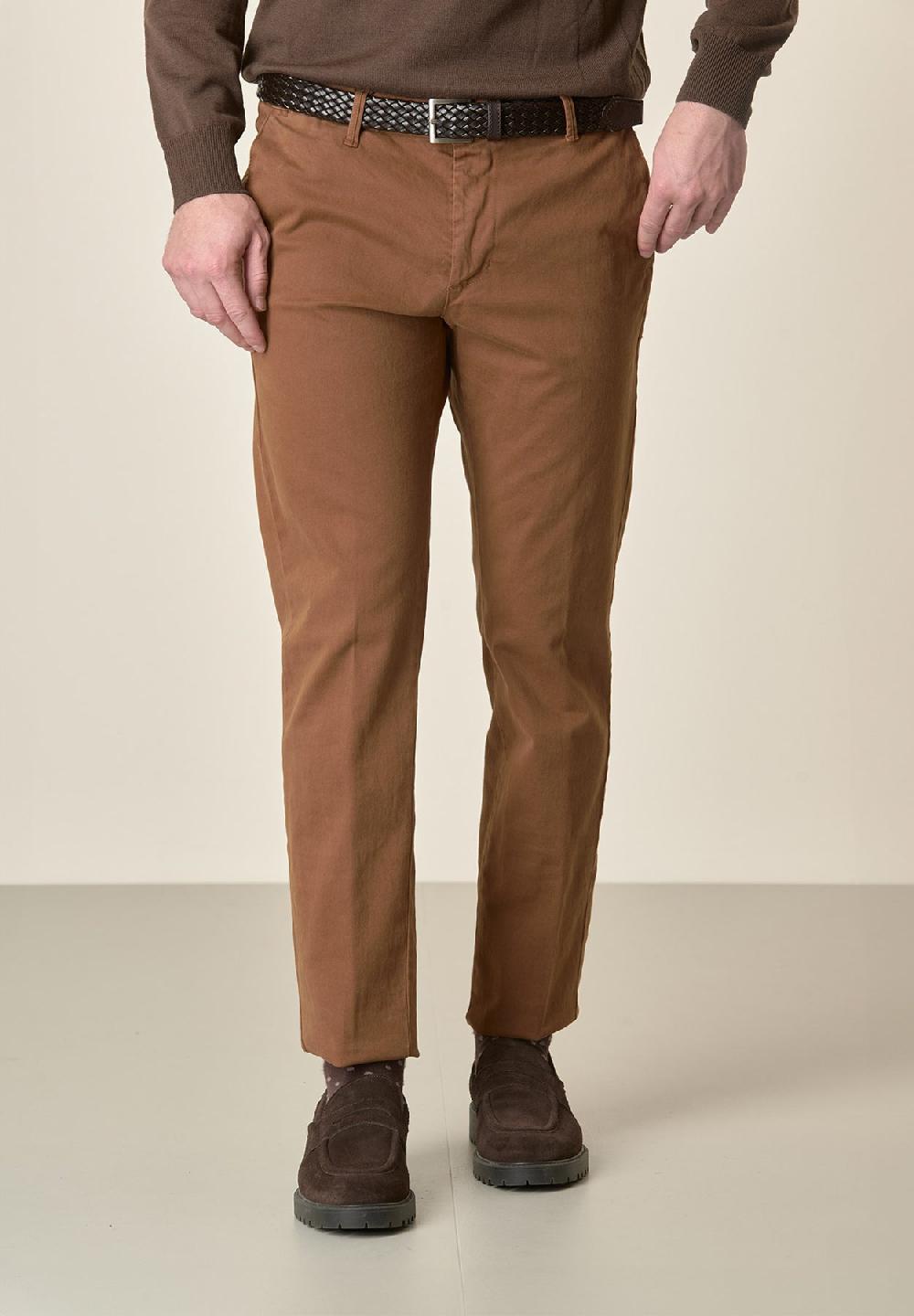 Angelico Pantalone cappuccino gabardina cotone stretch slim fit