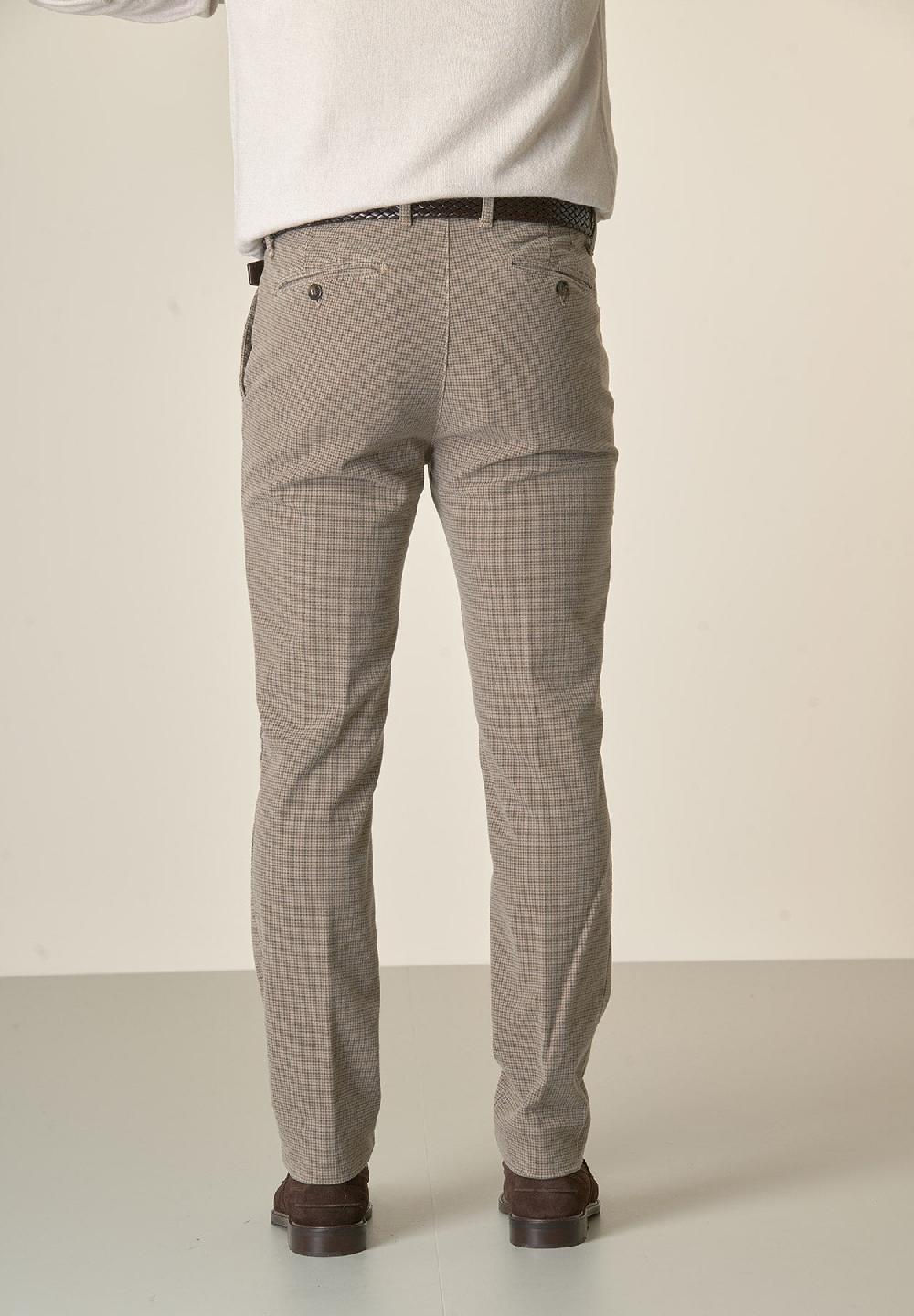 Angelico Pantalone Fango Fustagno Pied De Poule Slim Fit