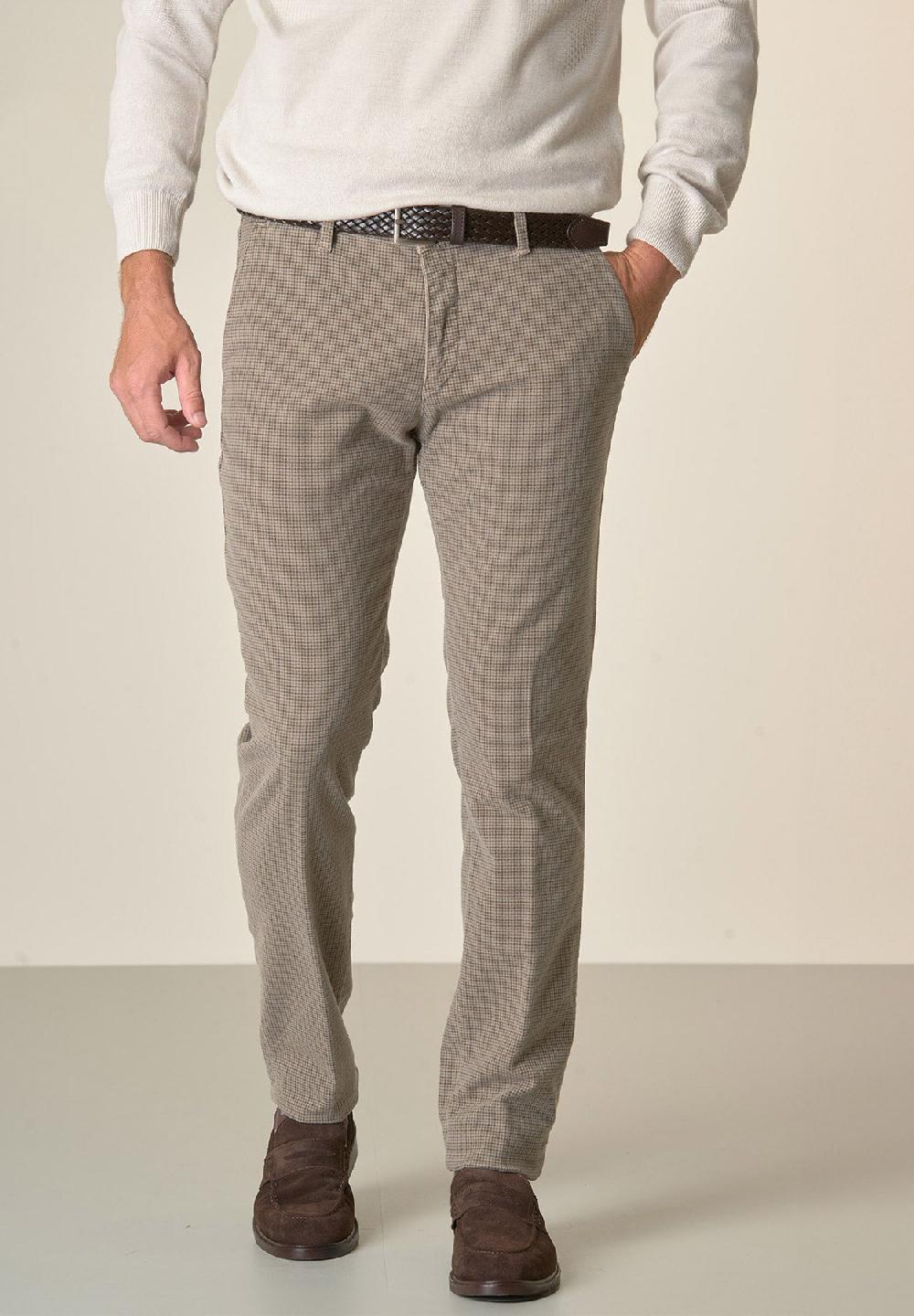 Angelico Pantalone fango fustagno Pied de Poule slim fit