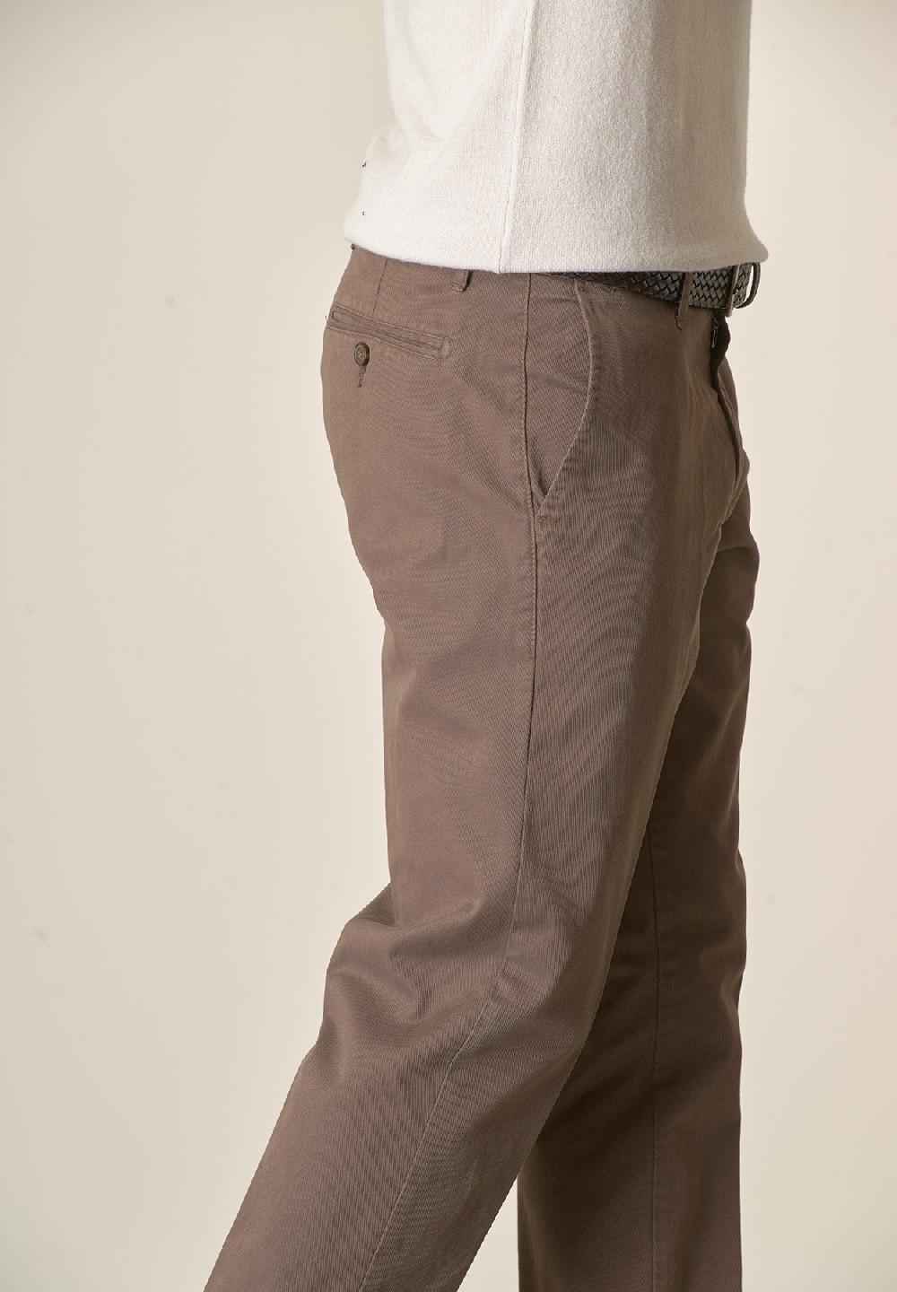 Angelico Pantalone Fango Tricotina Cotone Stretch Regular Fit