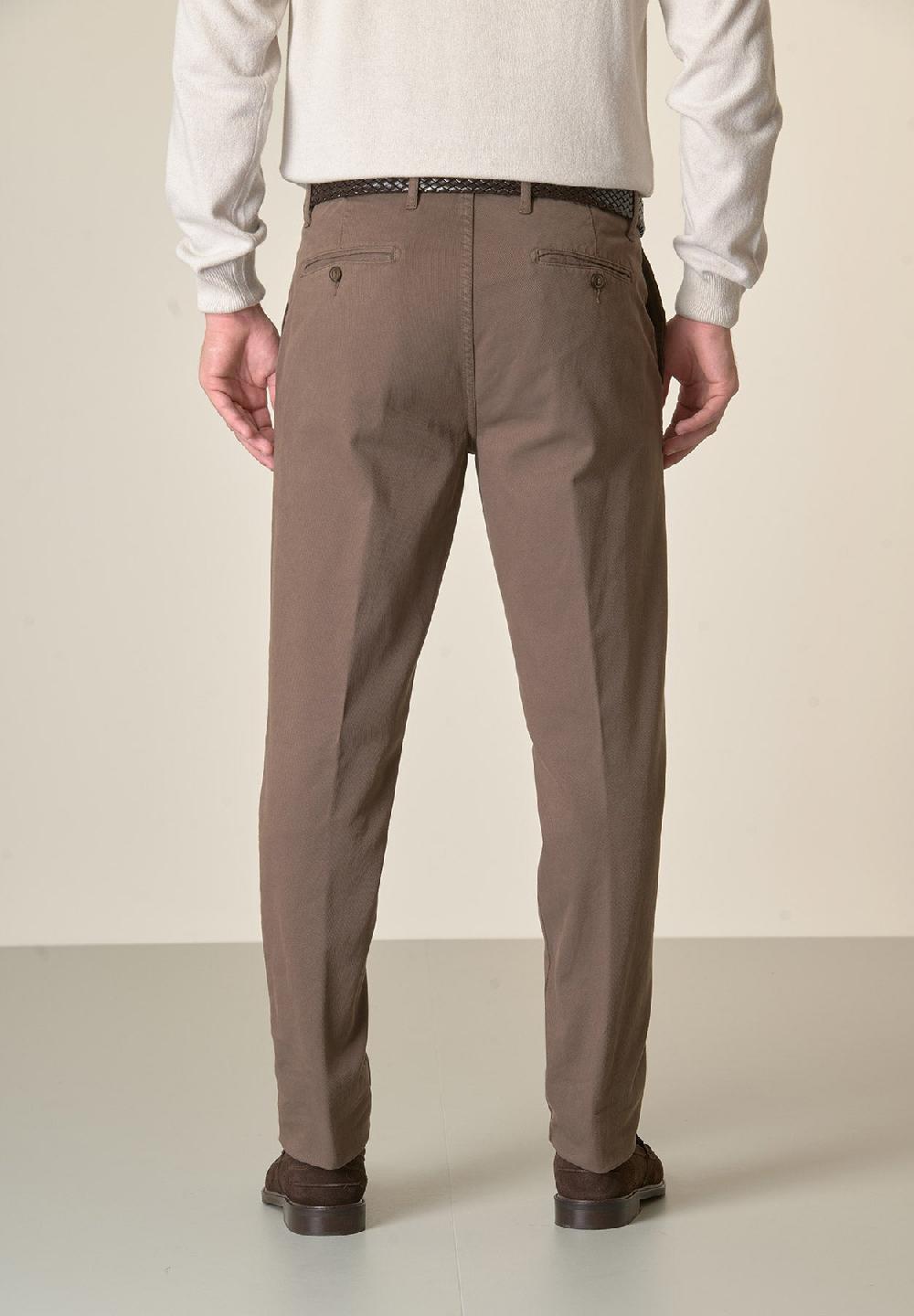 Angelico Pantalone Fango Tricotina Cotone Stretch Regular Fit