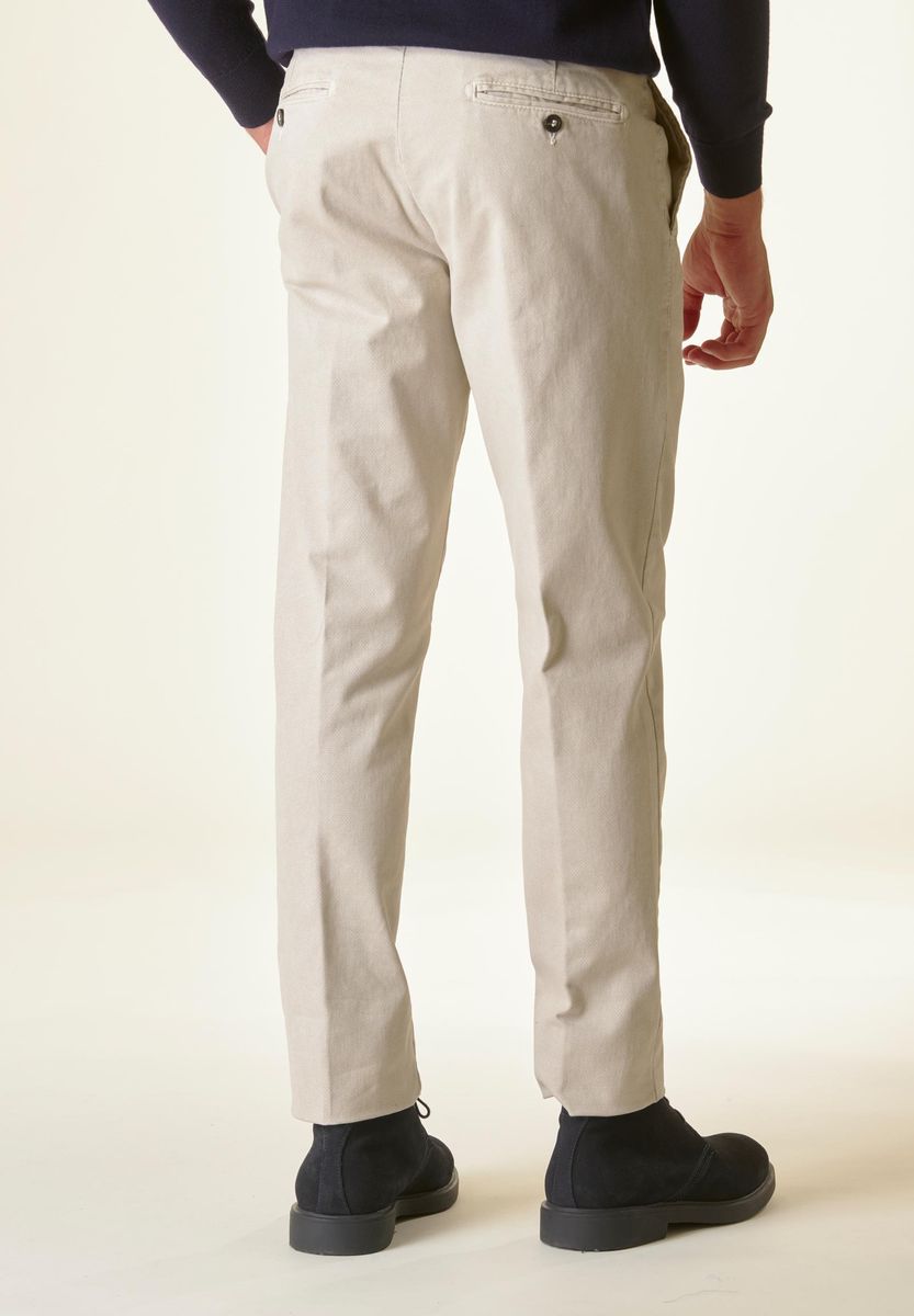 Angelico Pantalone Gesso Cotone Micro-stampa Regular
