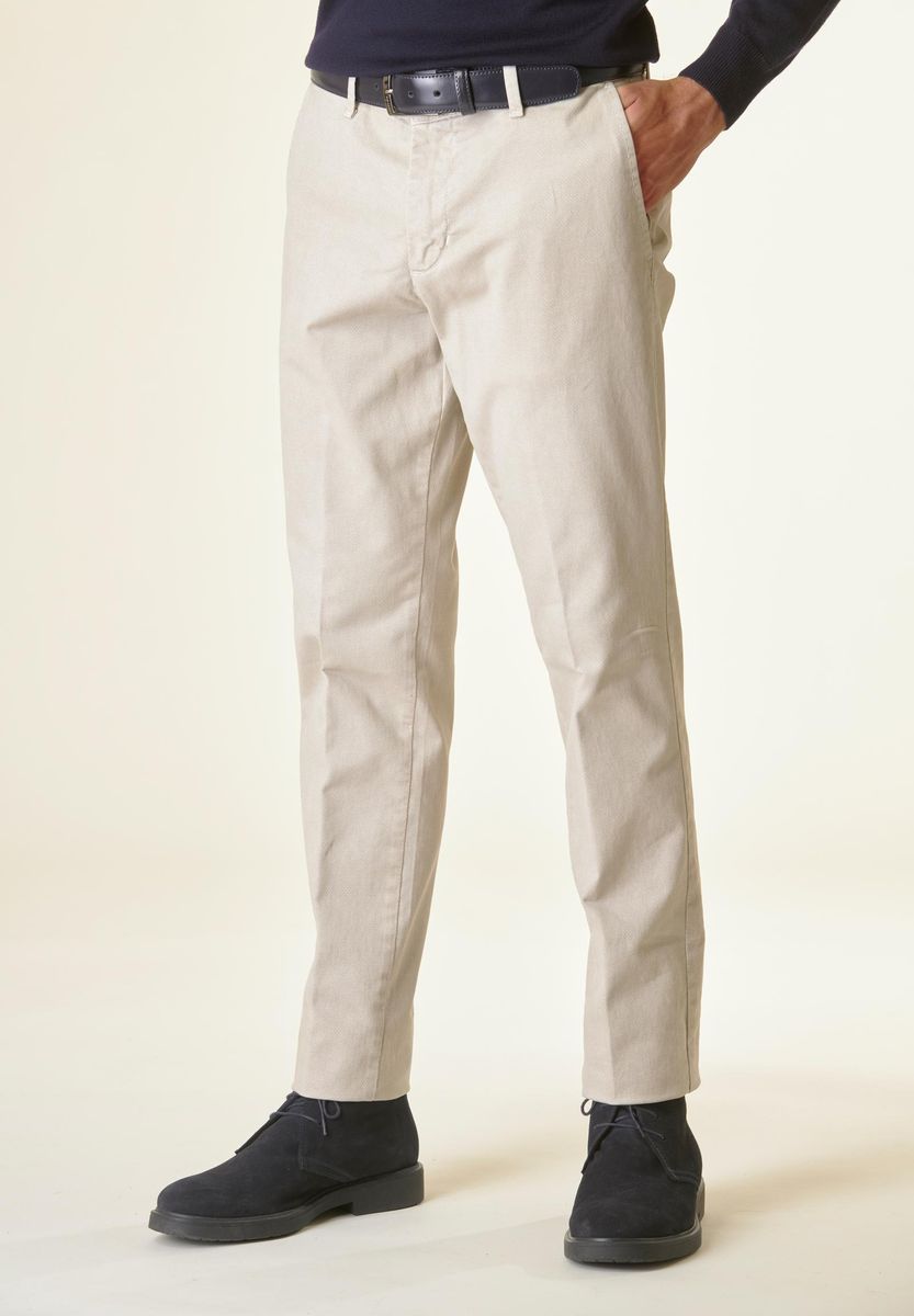 Angelico Pantalone gesso cotone micro-stampa regular