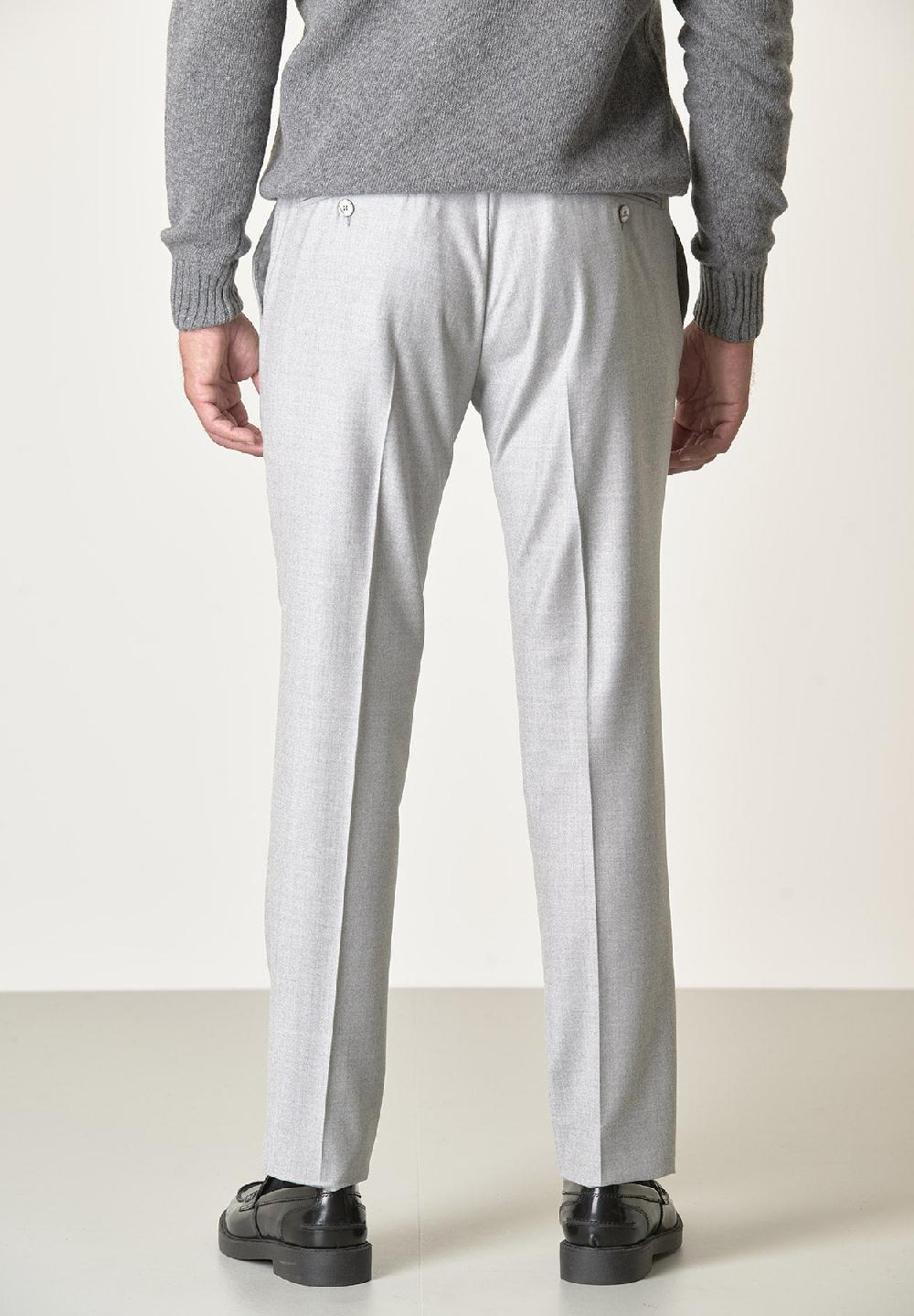 Angelico Pantalone Grigio Chiaro Flanella Lana Vergine Custom Fit