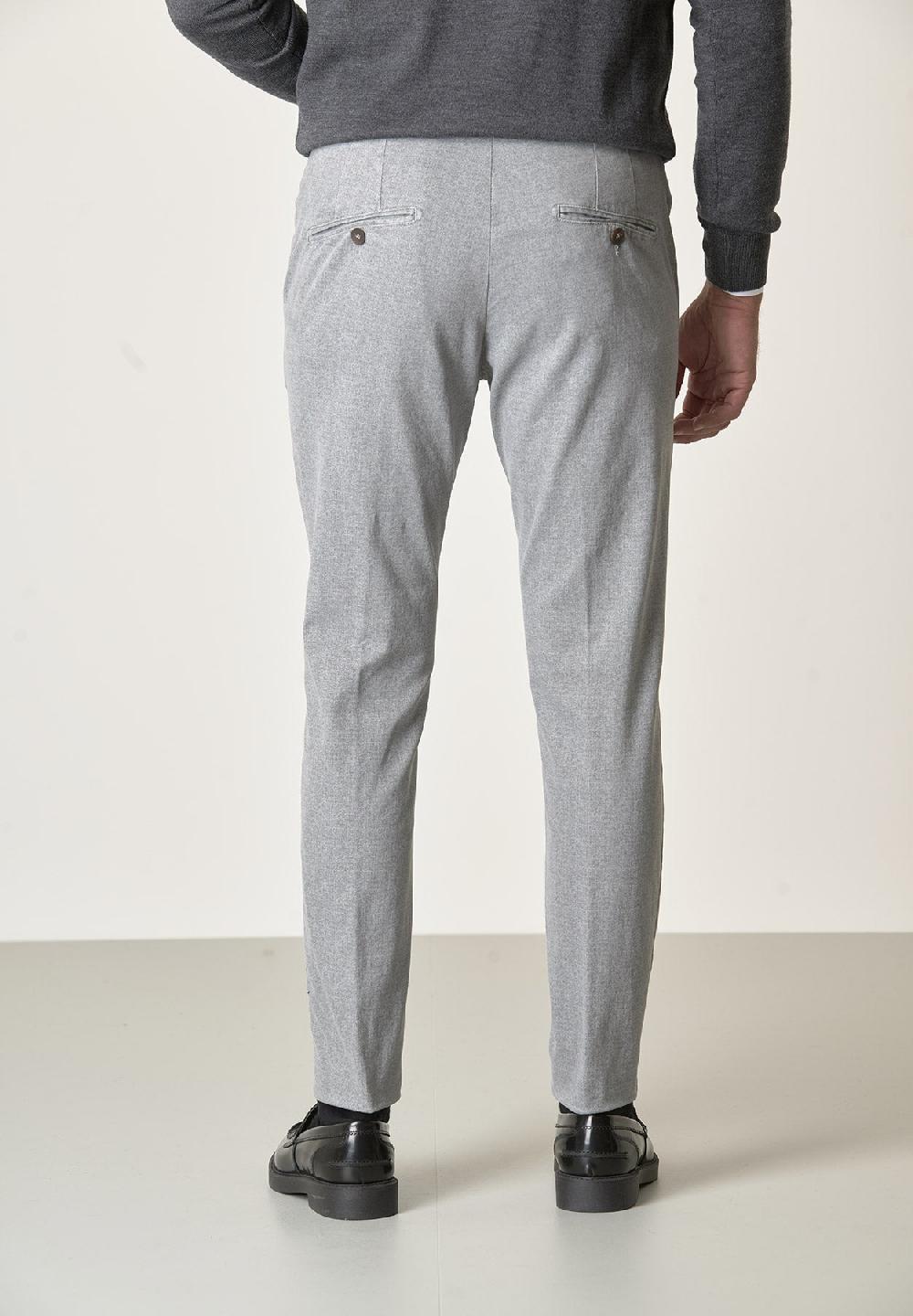 Angelico Pantalone Grigio Perla Effetto Lana Cotone Stretch Slim Fit