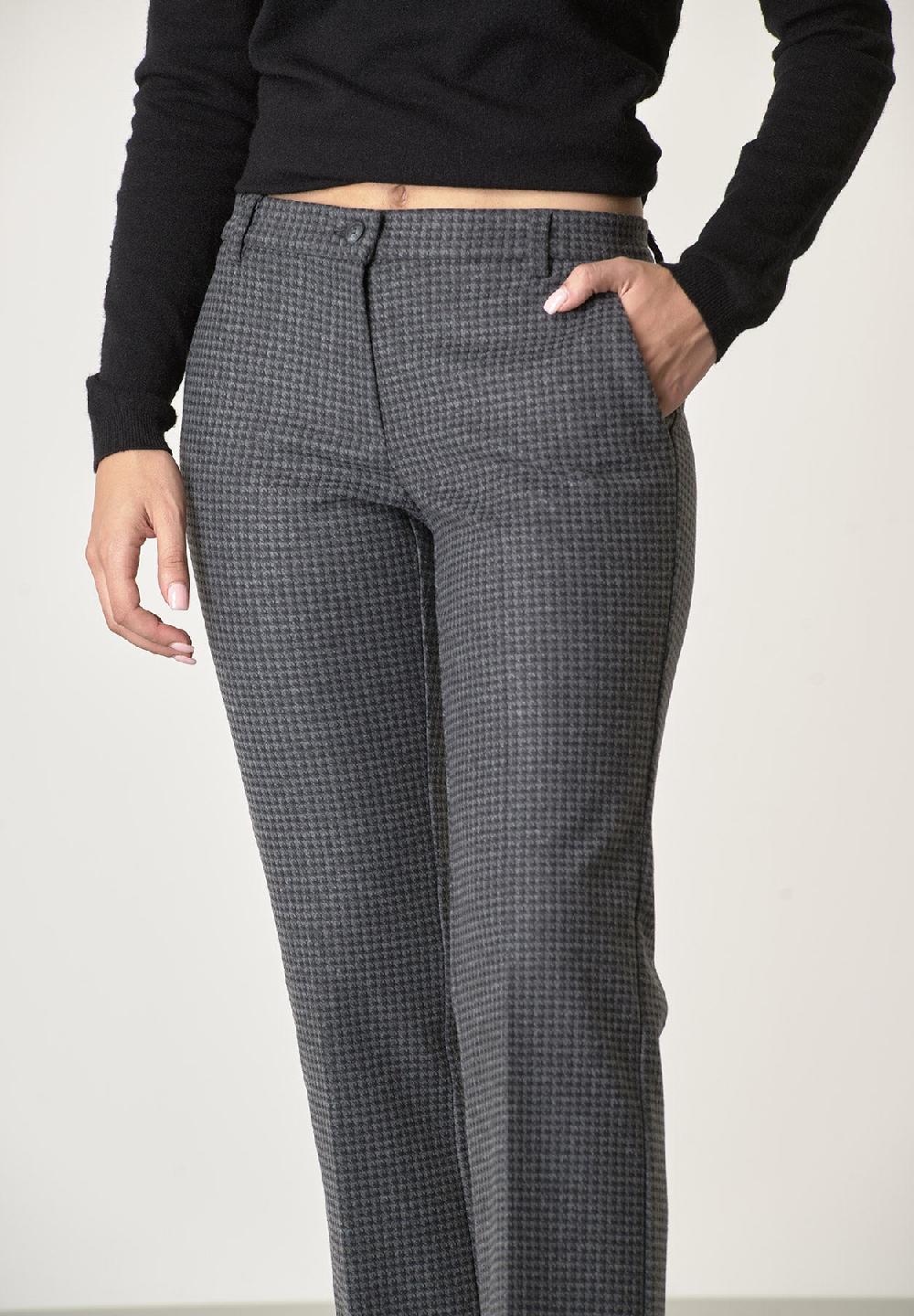 Angelico Pantalone Grigio Scuro Fantasia Rombi Con Risvolto