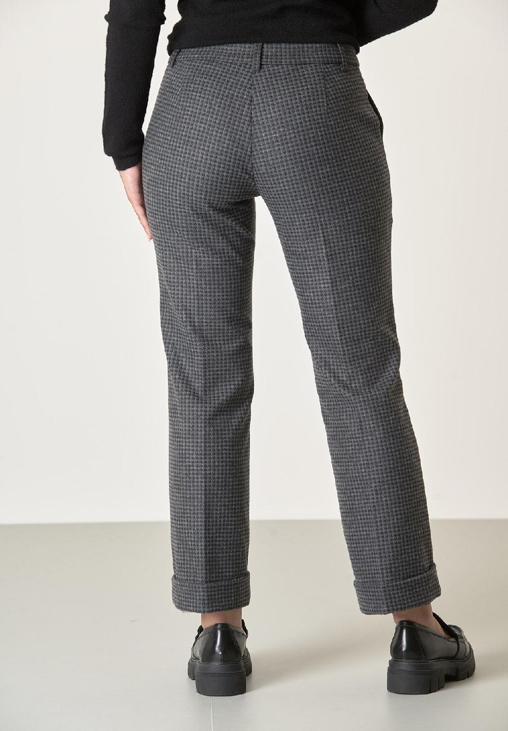 Angelico Pantalone Grigio Scuro Fantasia Rombi Con Risvolto