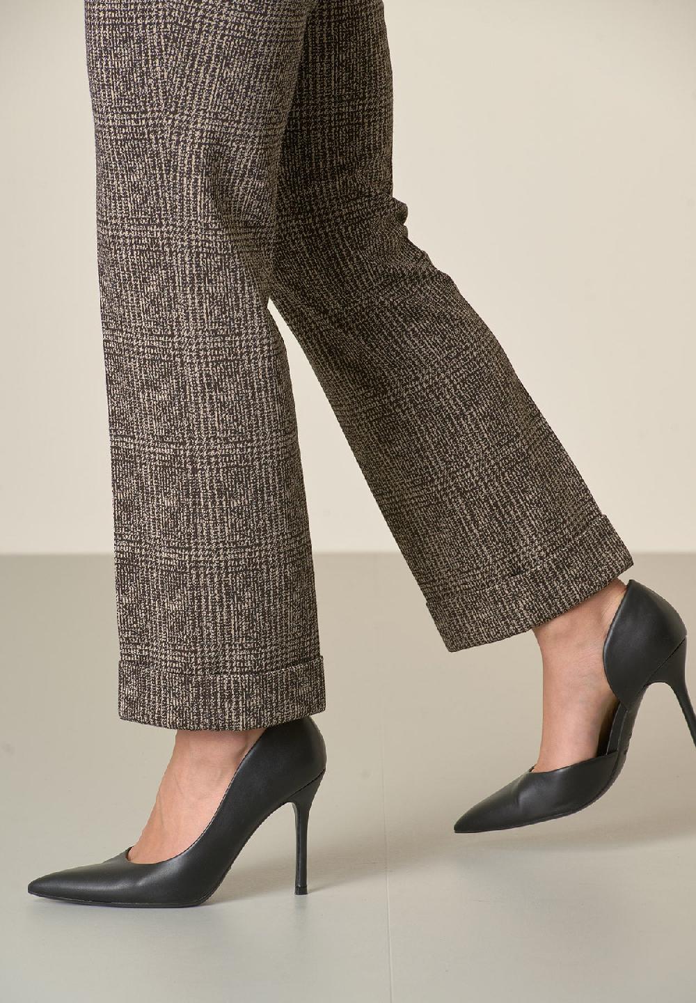 Angelico Pantalone Grigio Scuro Quadri Con Risvolto