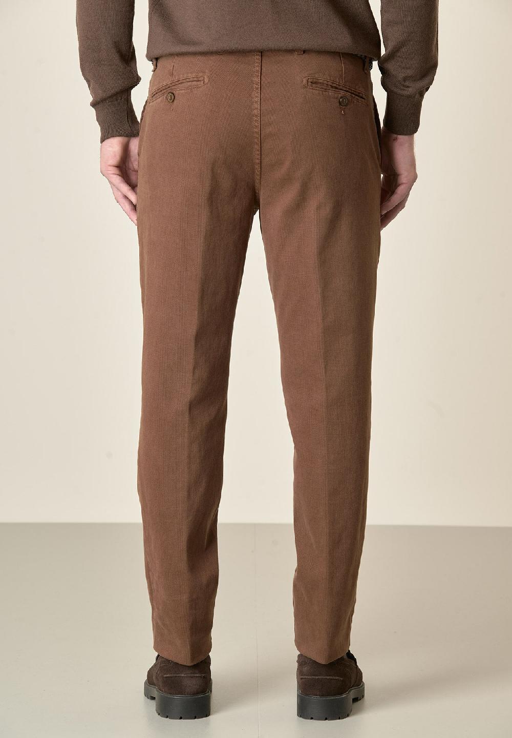 Angelico Pantalone Marrone Galles Cotone Stretch Regular Fit
