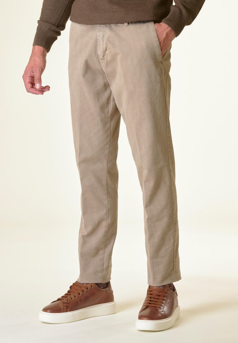 Angelico Pantalone mastice cotone micro-stampa regular