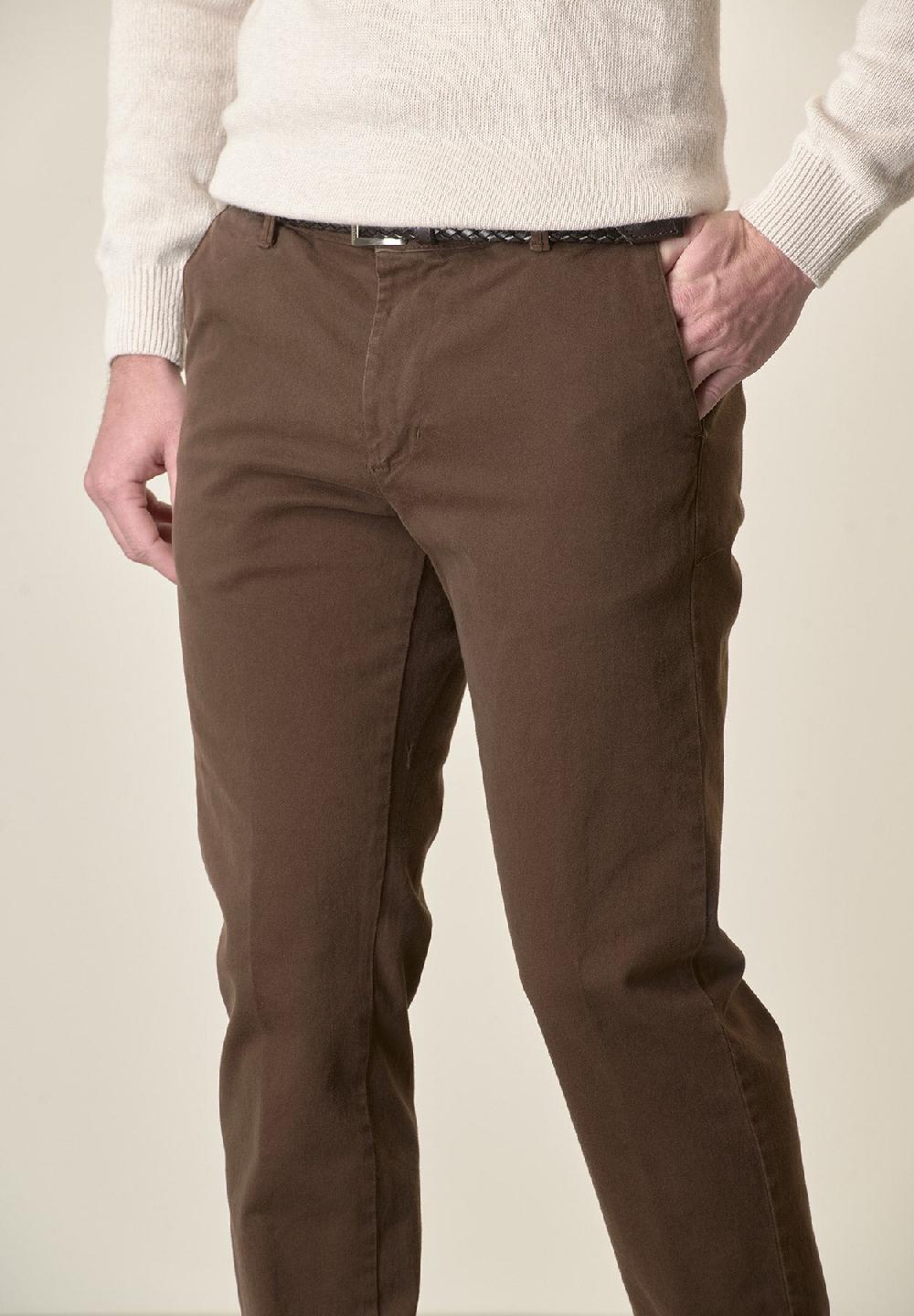 Angelico Pantalone Moro Gabardina Cotone Stretch Slim Fit