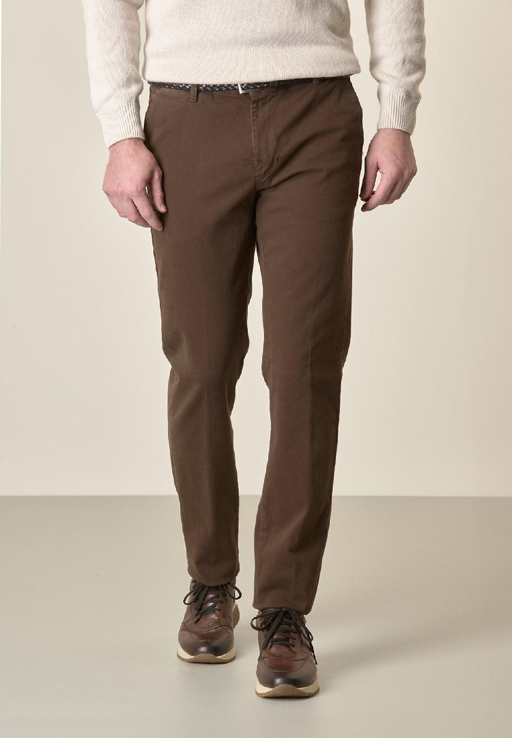 Angelico Pantalone moro gabardina cotone stretch slim fit