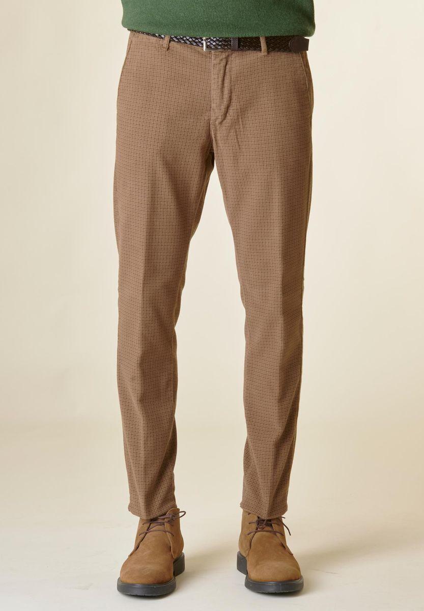 Angelico Pantalone nocciola pied poule fustagno slim