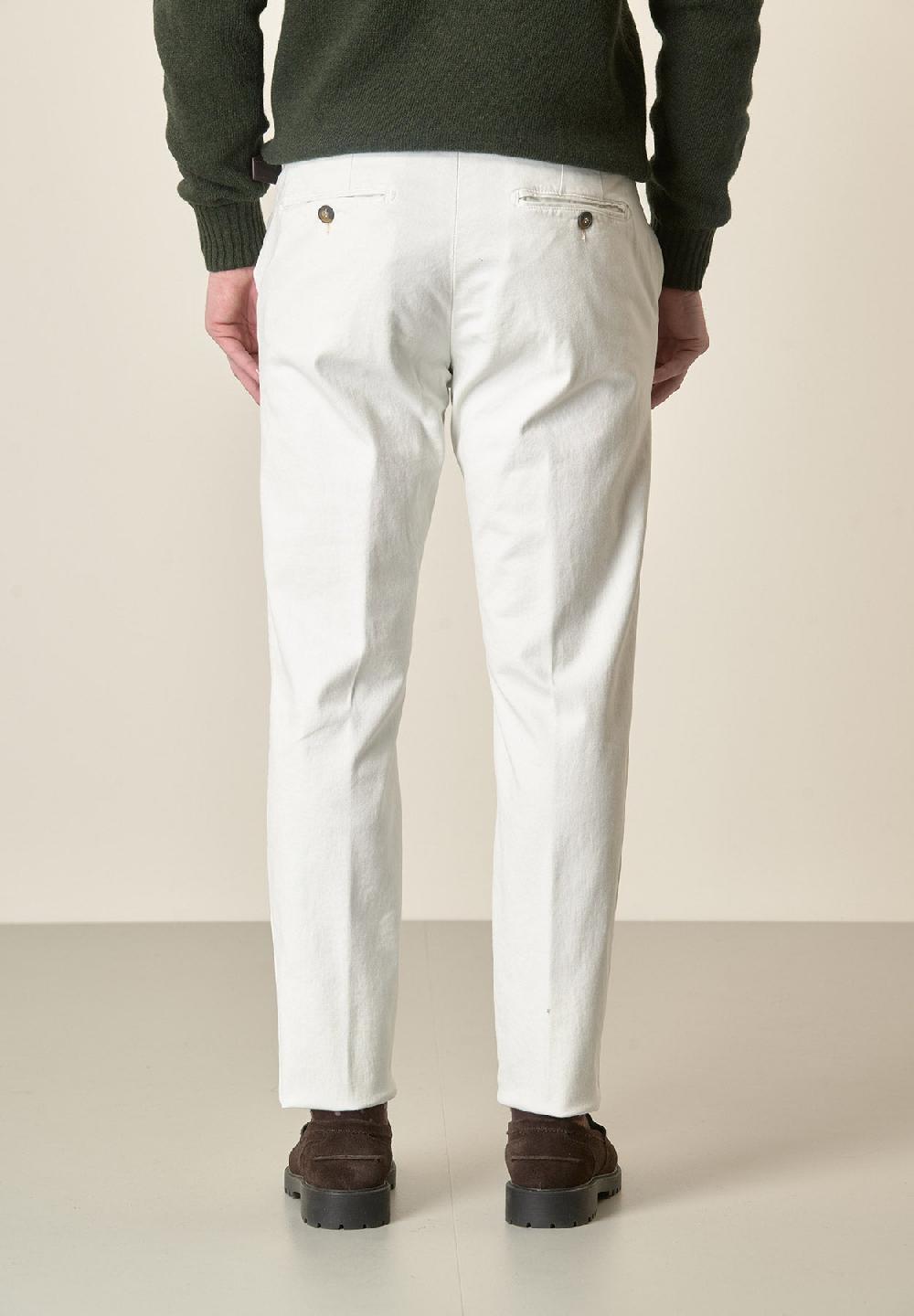 Angelico Pantalone Panna Gabardina Cotone Stretch Slim Fit