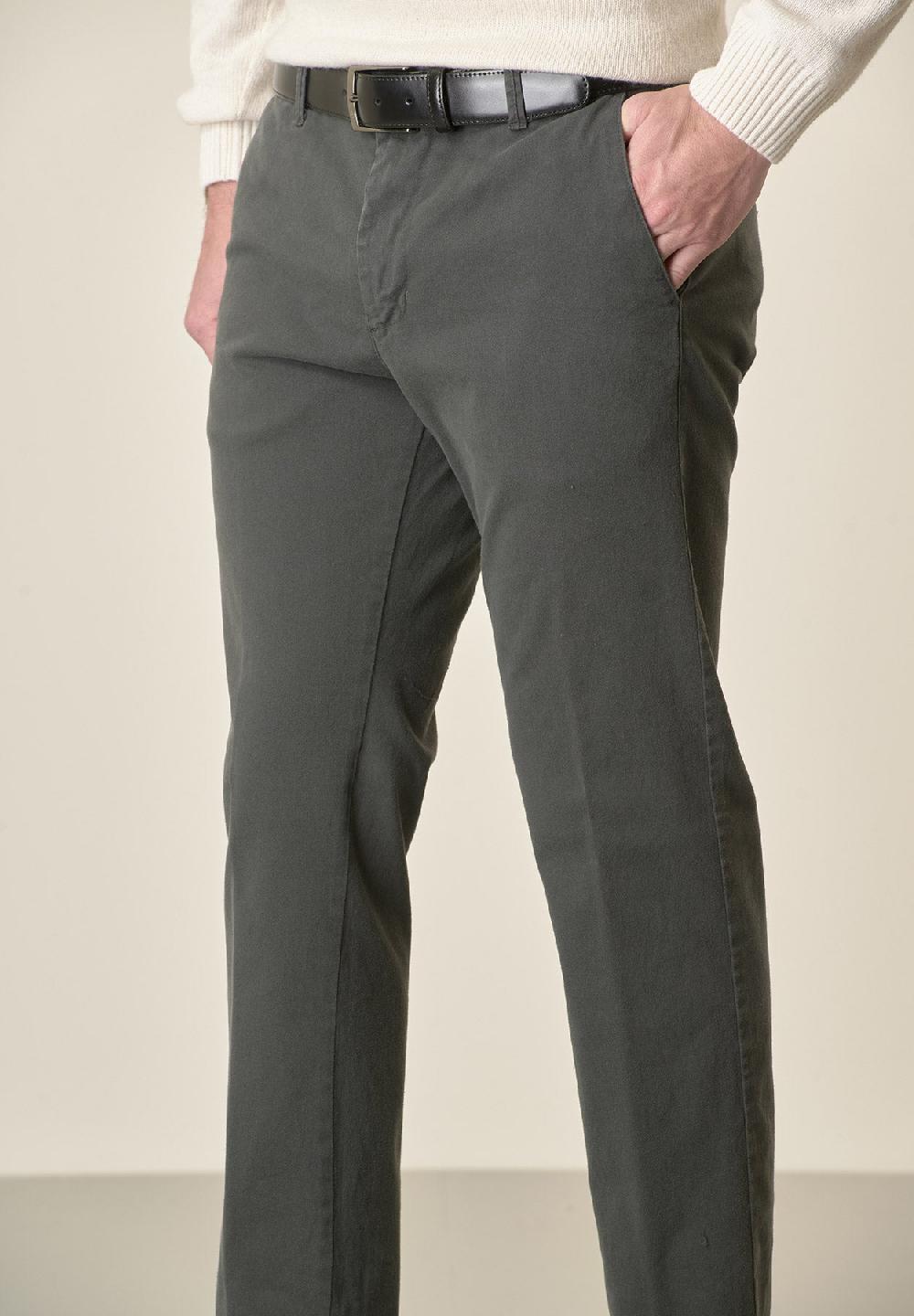 Angelico Pantalone Piombo Gabardina Cotone Stretch Slim Fit