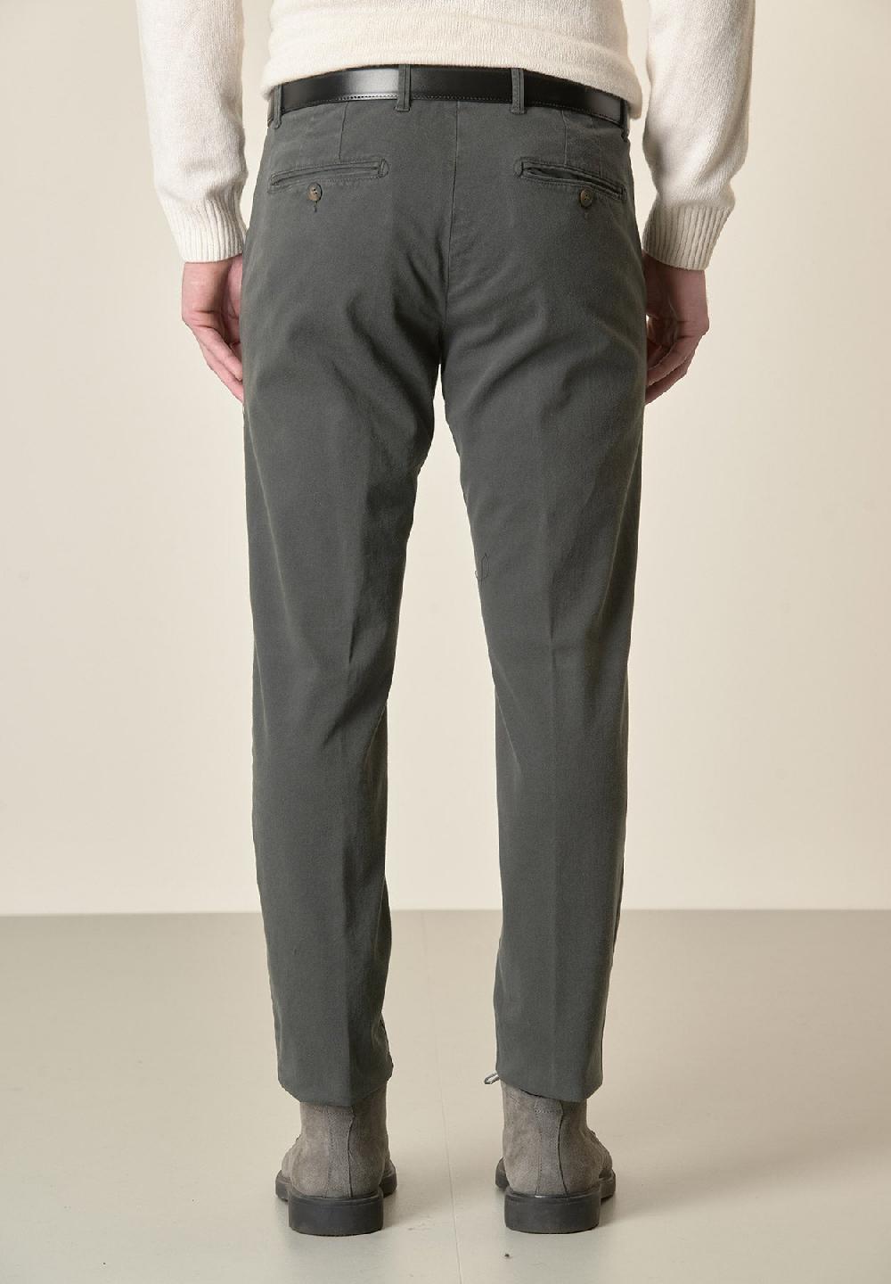 Angelico Pantalone Piombo Gabardina Cotone Stretch Slim Fit