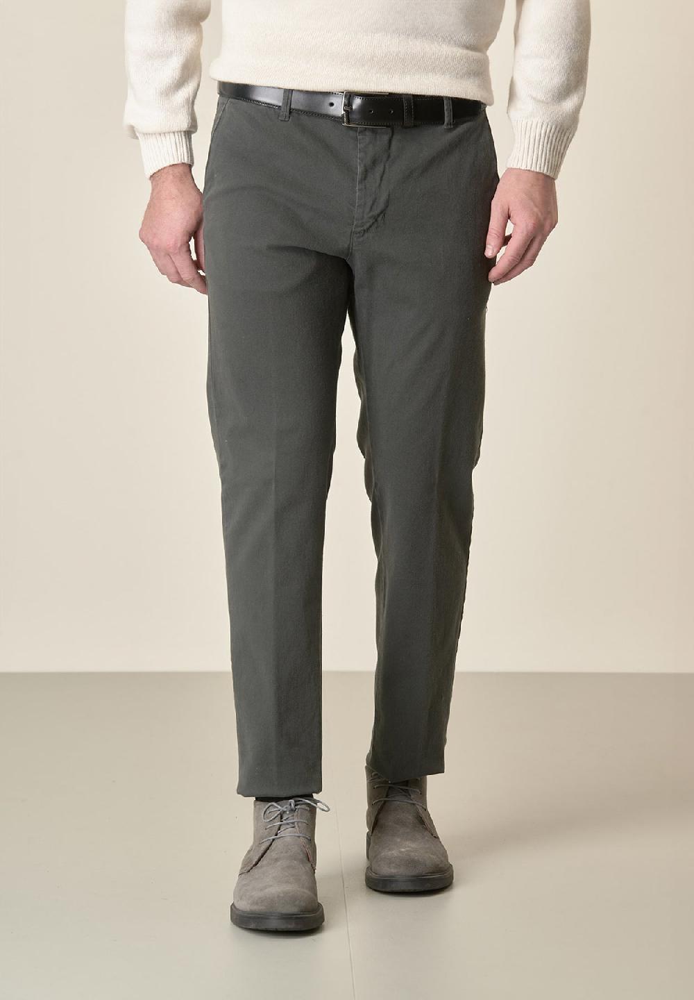 Angelico Pantalone piombo gabardina cotone stretch slim fit
