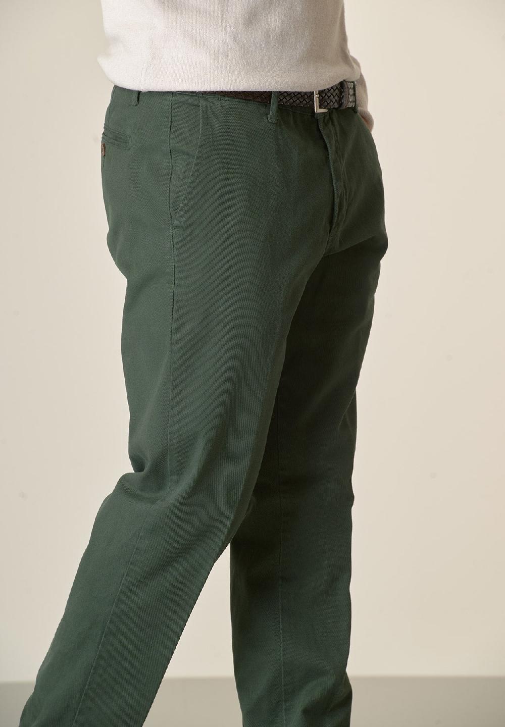 Angelico Pantalone Verde Bosco Tricotina Cotone Stretch Regular Fit