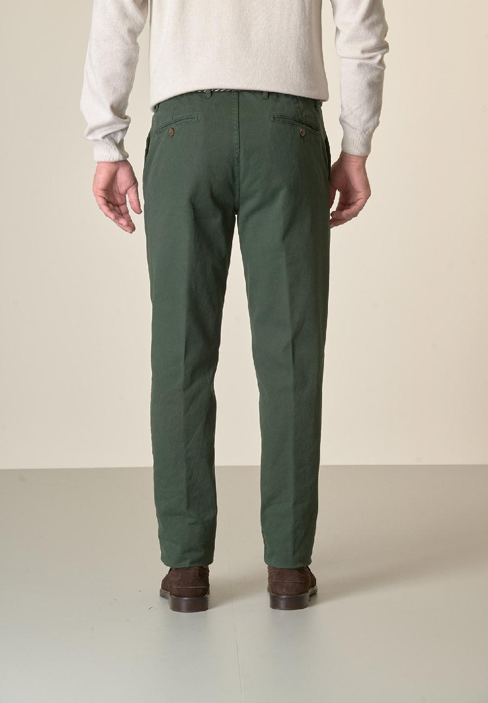 Angelico Pantalone Verde Bosco Tricotina Cotone Stretch Regular Fit
