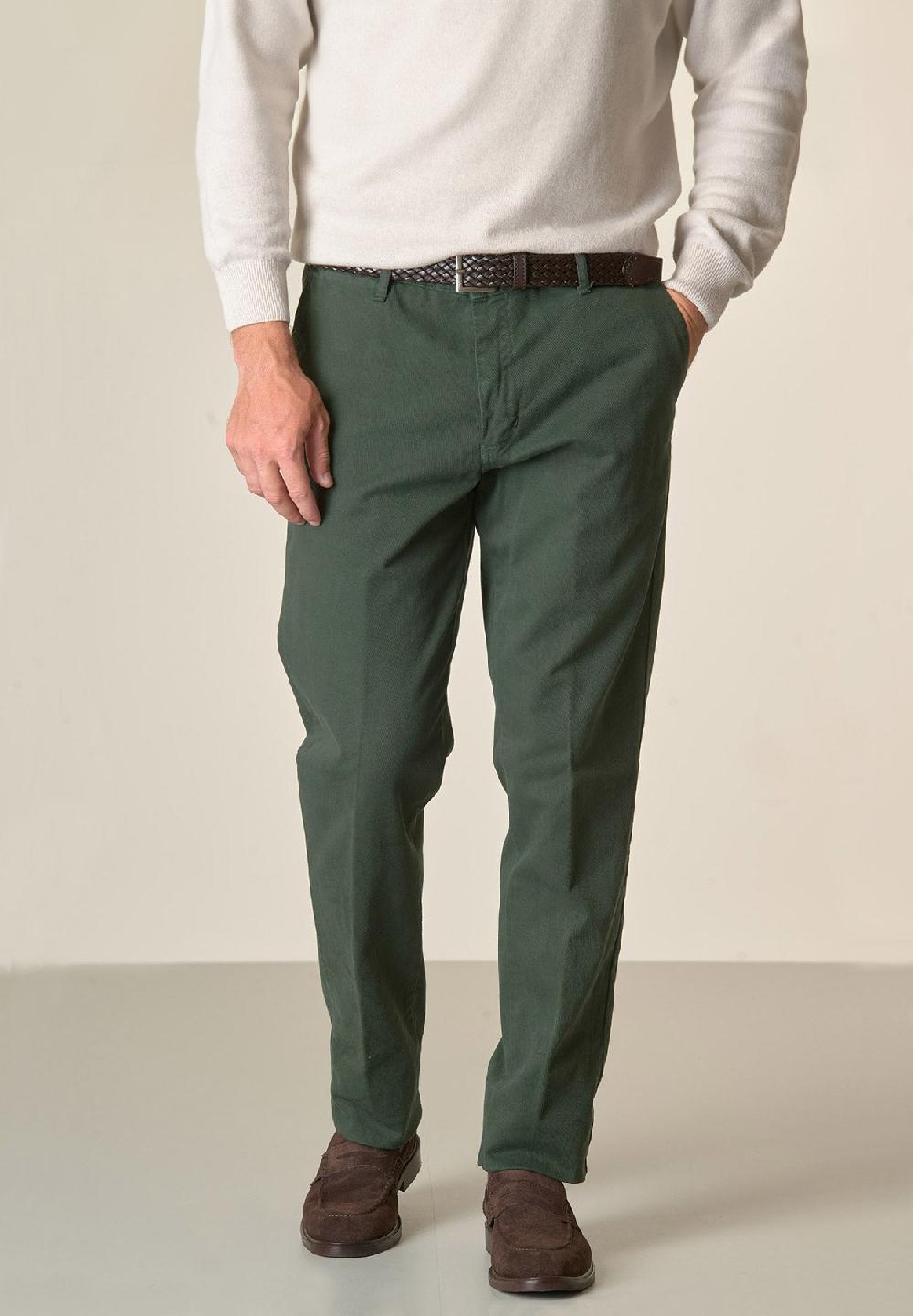Angelico Pantalone verde bosco tricotina cotone stretch regular fit