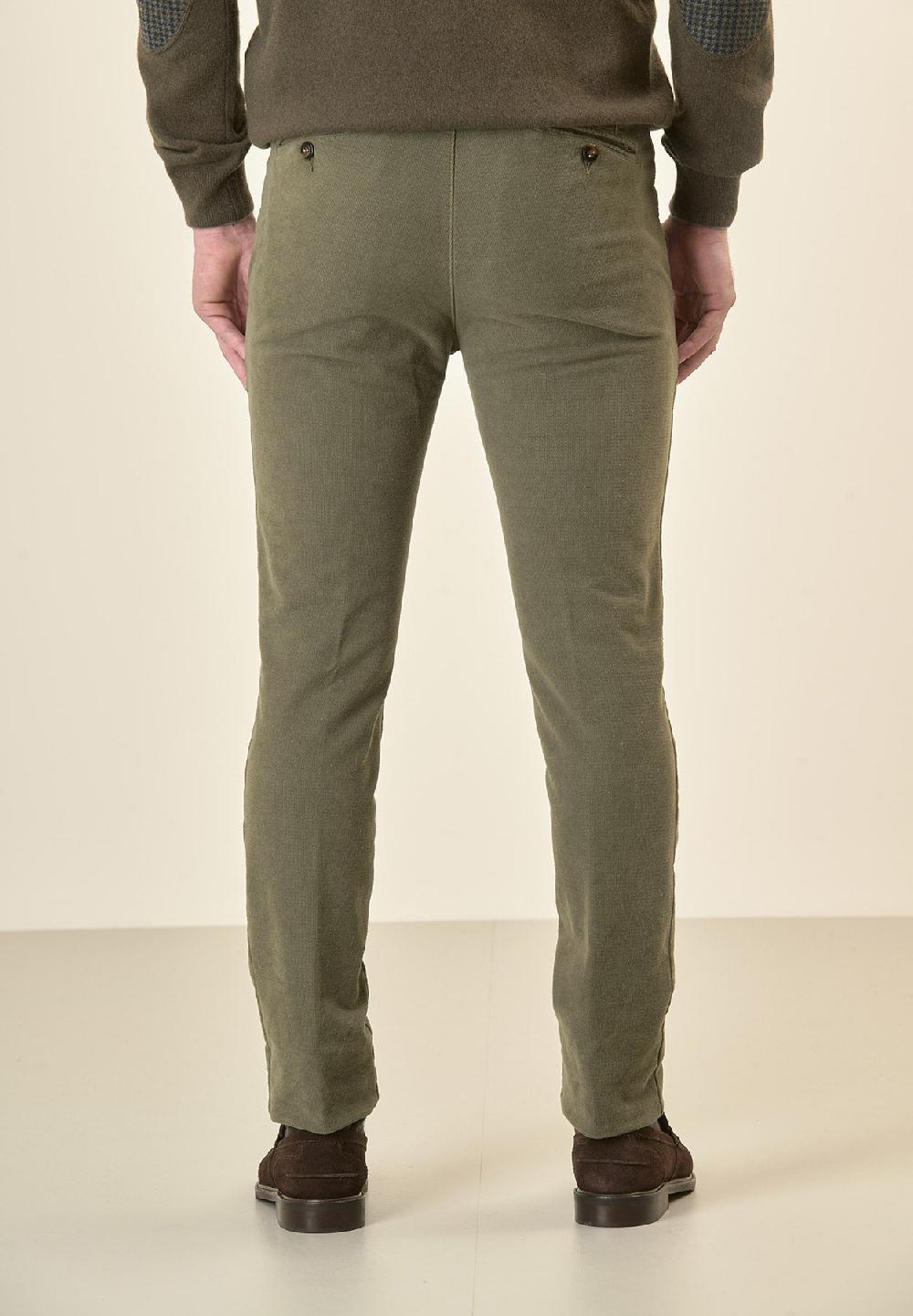 Angelico Pantalone Verde Fustagno Jacquard Cotone Slim Fit