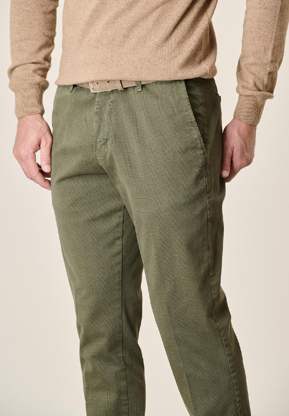 Angelico Pantalone Verde Militare Galles Cotone Stretch Regular Fit