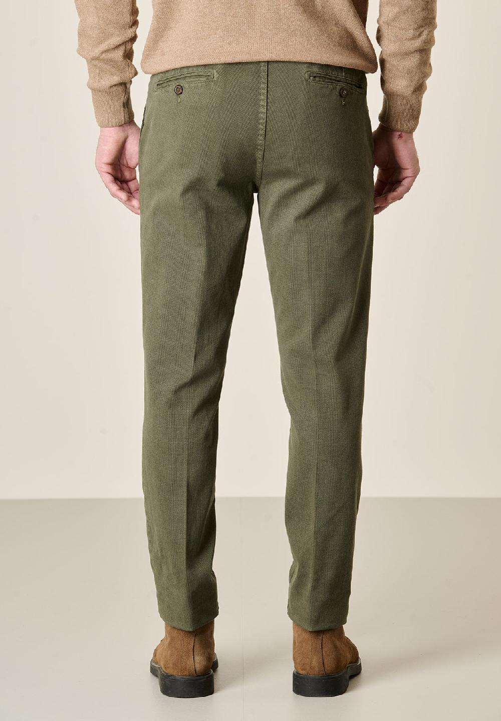 Angelico Pantalone Verde Militare Galles Cotone Stretch Regular Fit