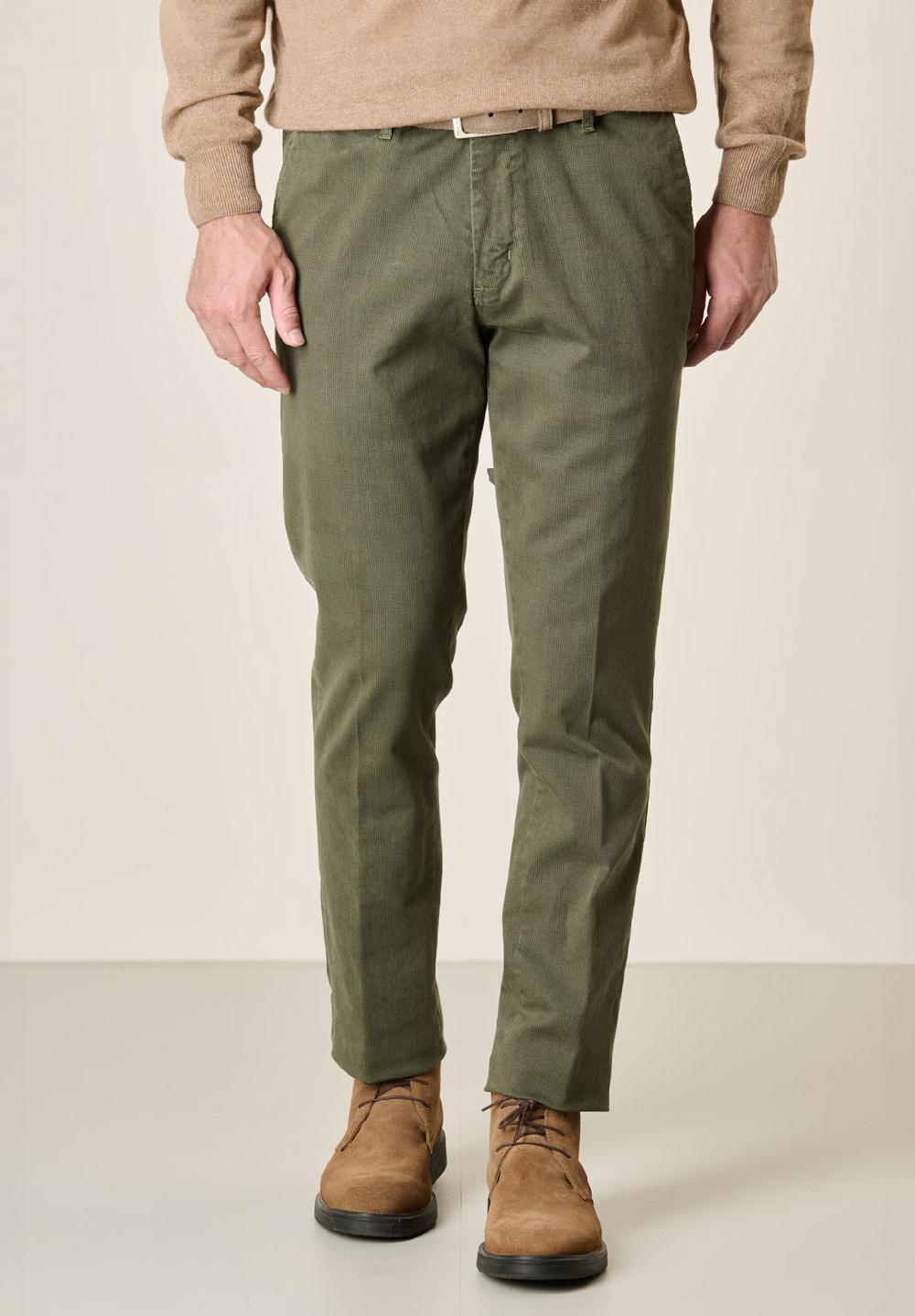 Angelico Pantalone verde militare Galles cotone stretch regular fit