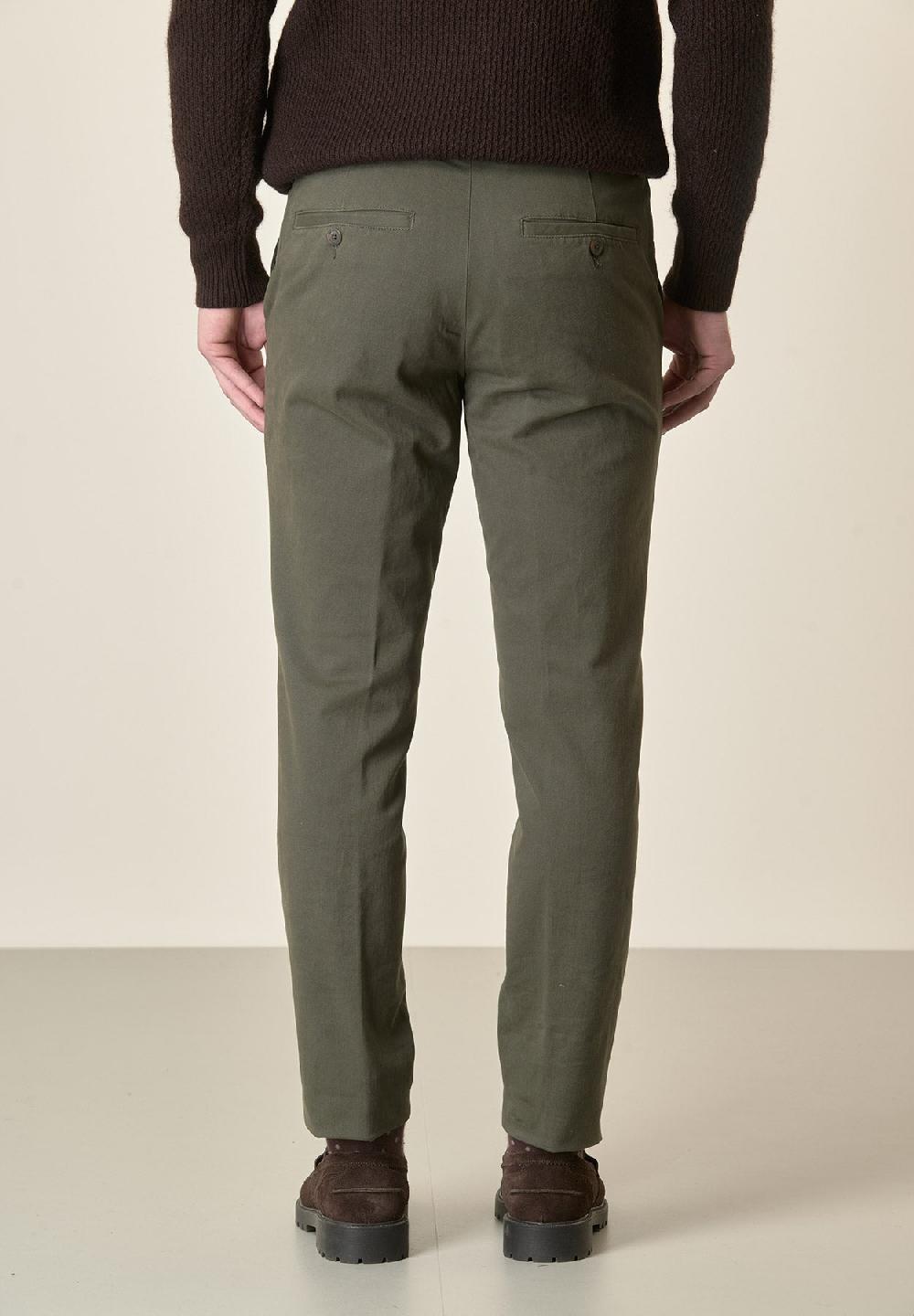 Angelico Pantalone Verde Militare Sartoriale Gabardina Cotone Regular Fit