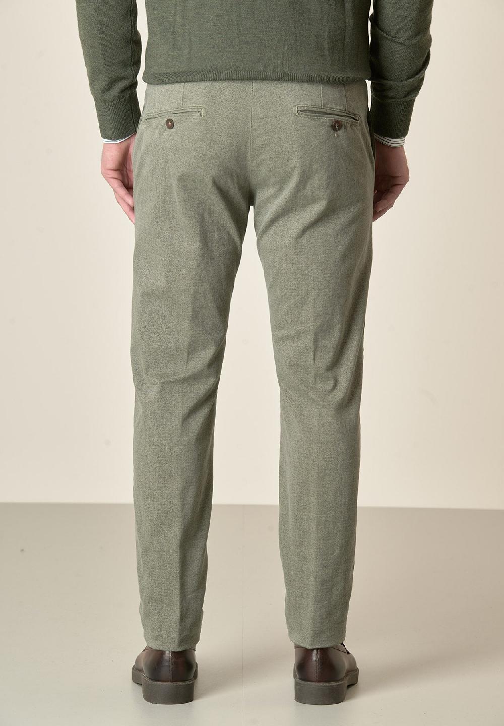 Angelico Pantalone Verde Salvia Effetto Lana Cotone Stretch Slim Fit