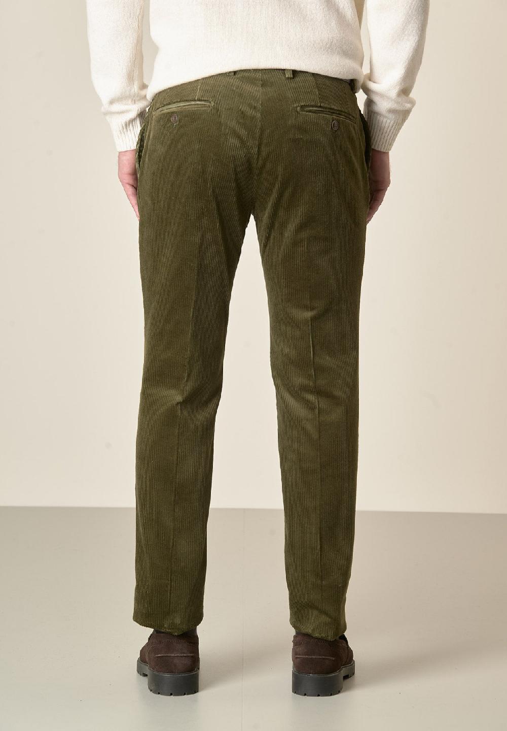 Angelico Pantalone Verde Velluto Coste Larghe Custom Fit