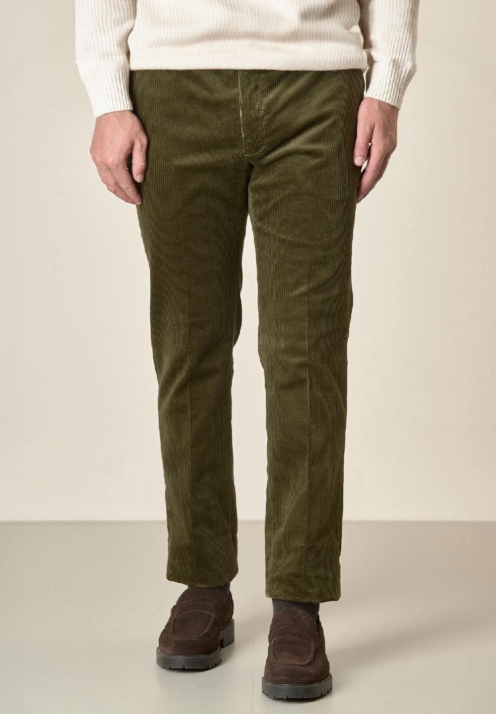 Angelico Pantalone verde velluto coste larghe custom fit