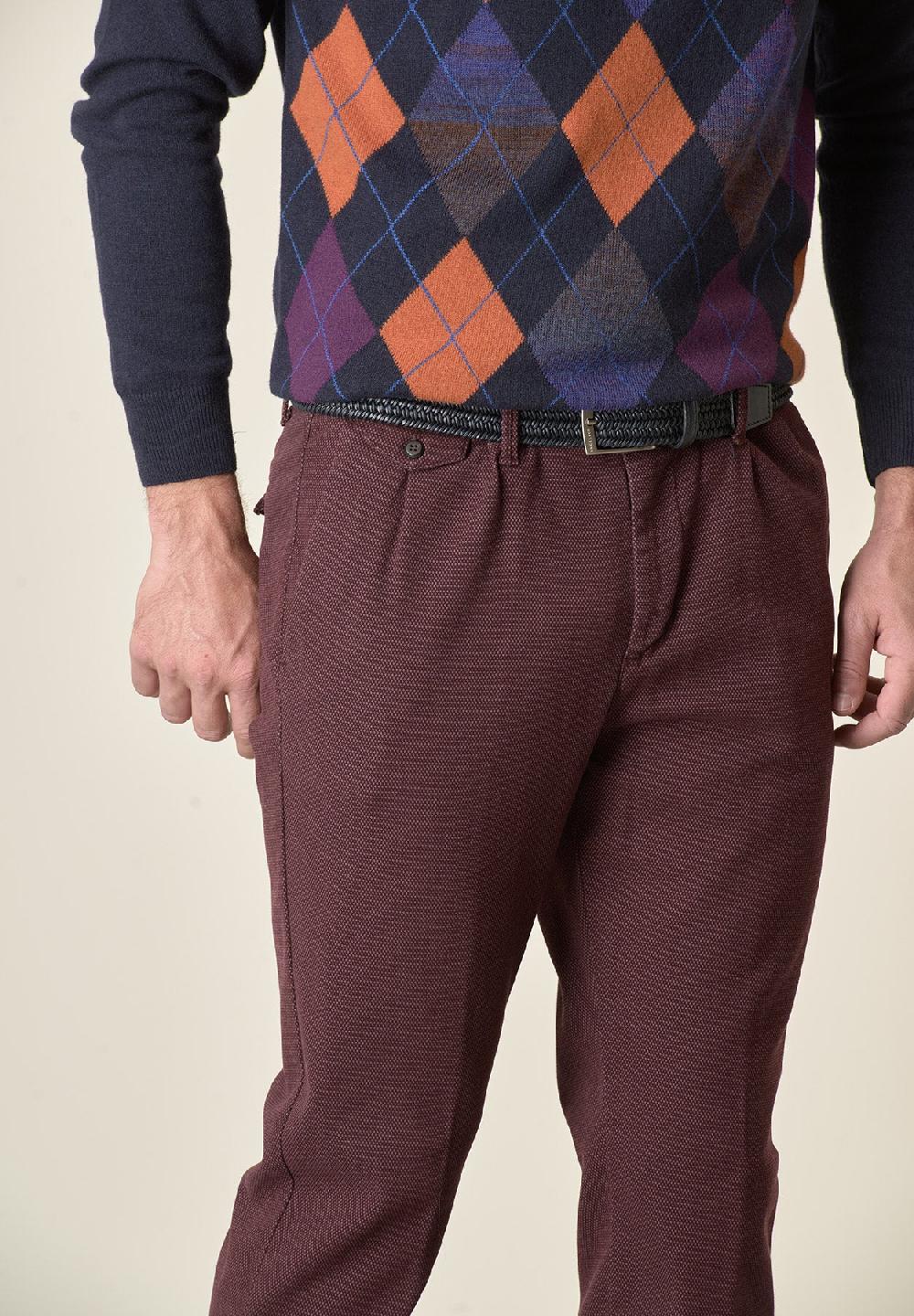 Angelico Pantalone Vinaccia Microdisegno Doppia Pinces Slim Fit