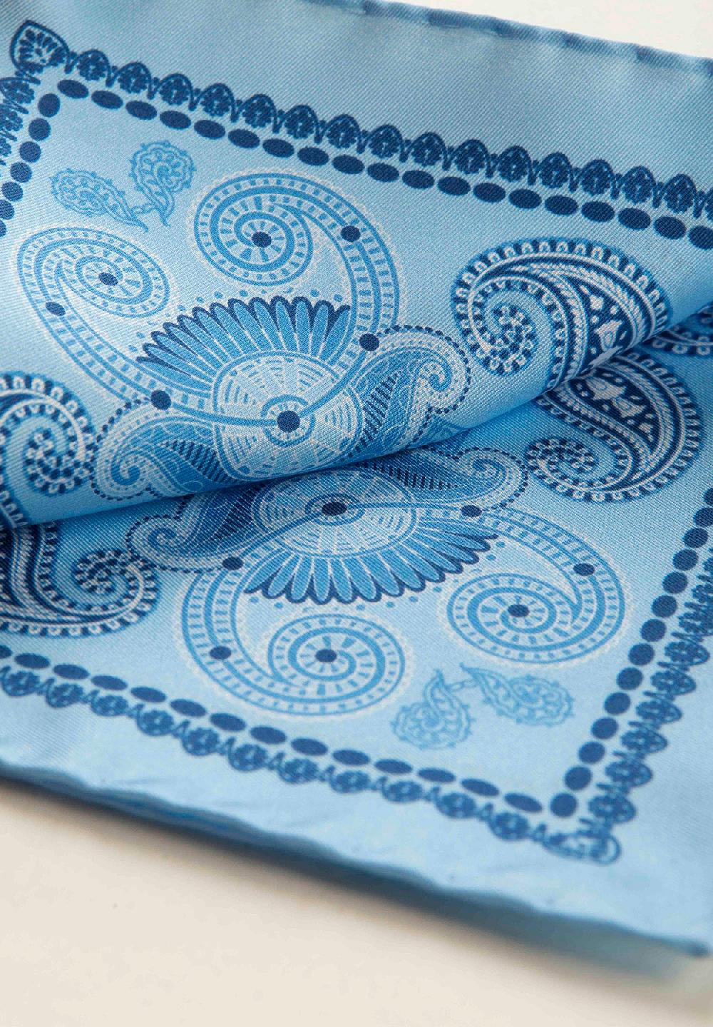 Angelico Pochette Azzurra Blu Fantasia Cashmere Seta