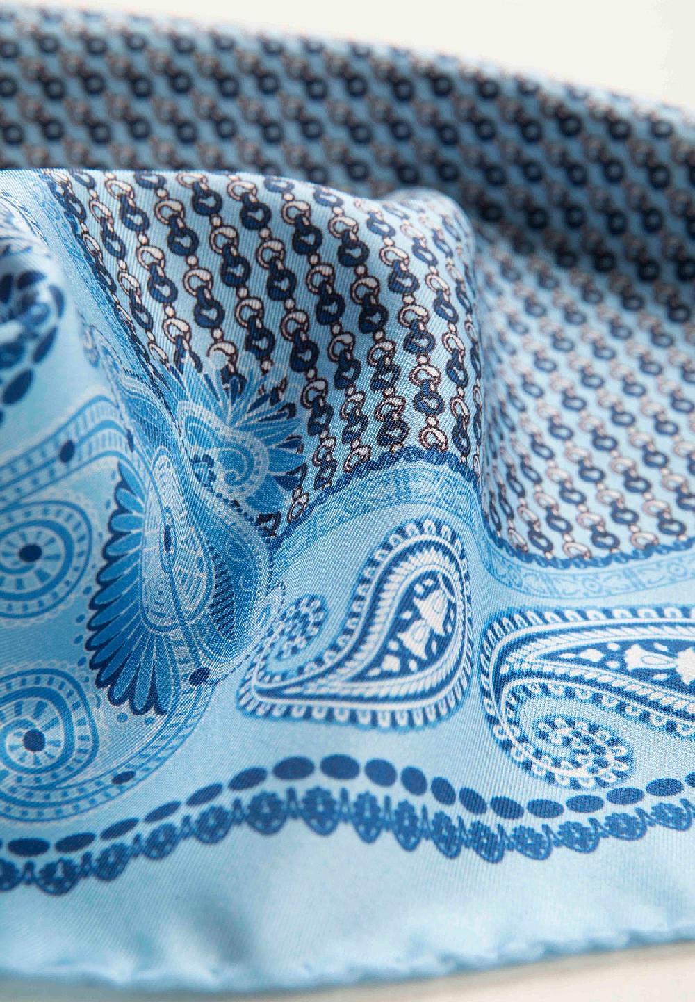 Angelico Pochette Azzurra Blu Fantasia Cashmere Seta