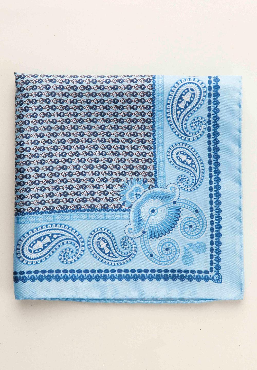 Angelico Pochette azzurra blu fantasia cashmere seta