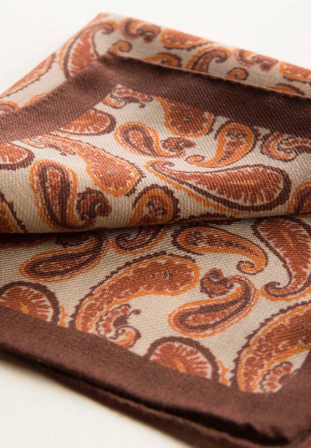 Angelico Pochette Beige Arancione Fantasia Cashmere Lana