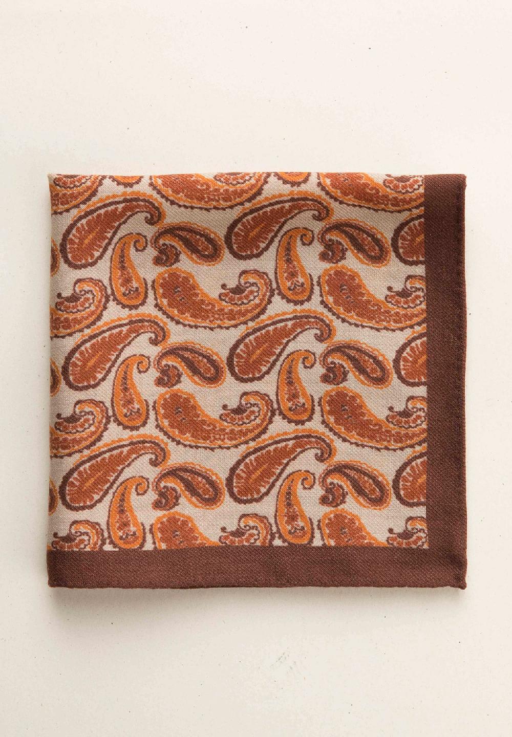 Angelico Pochette beige arancione fantasia cashmere lana