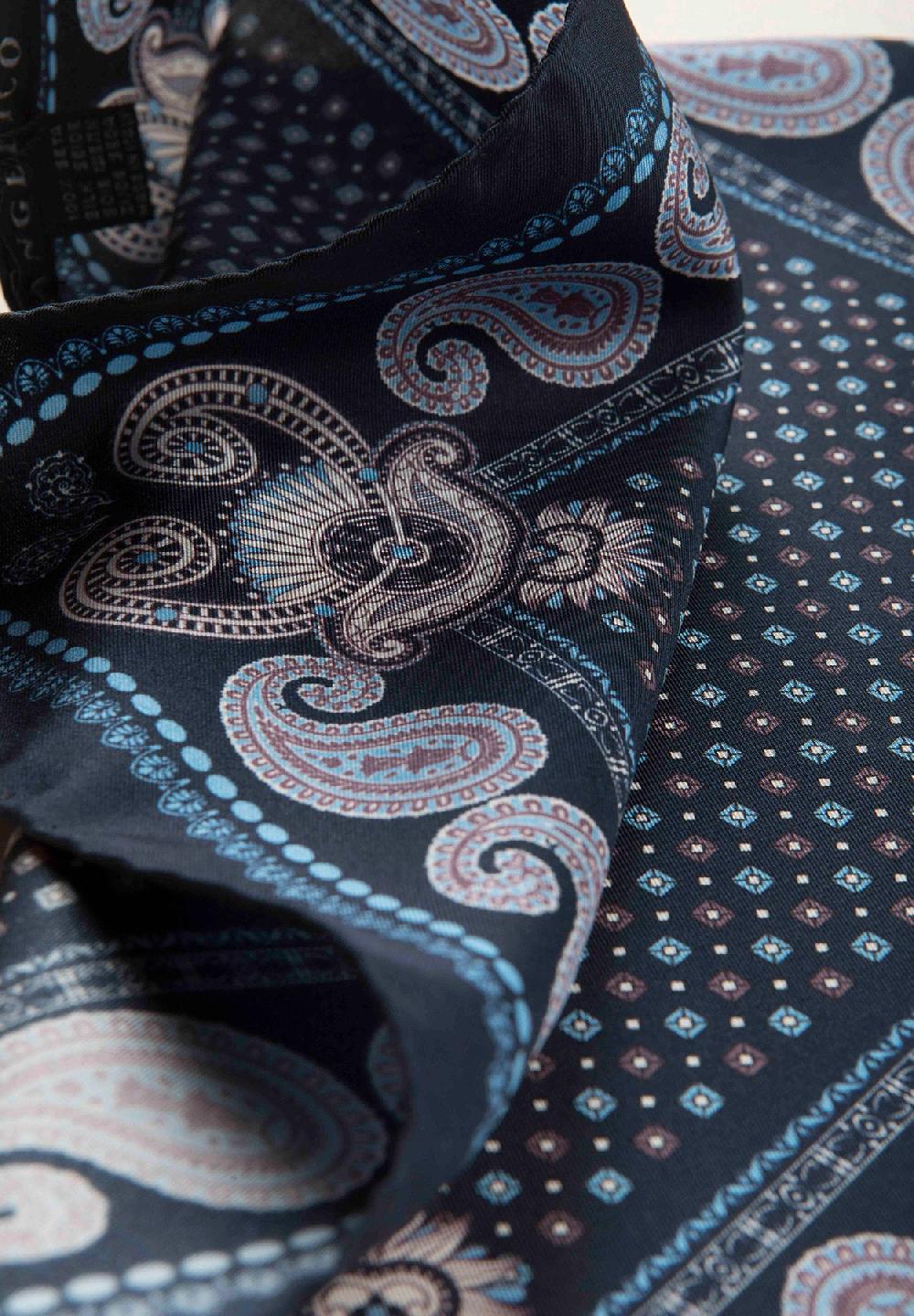 Angelico Pochette Blu Azzurra Fantasia Cashmere Seta