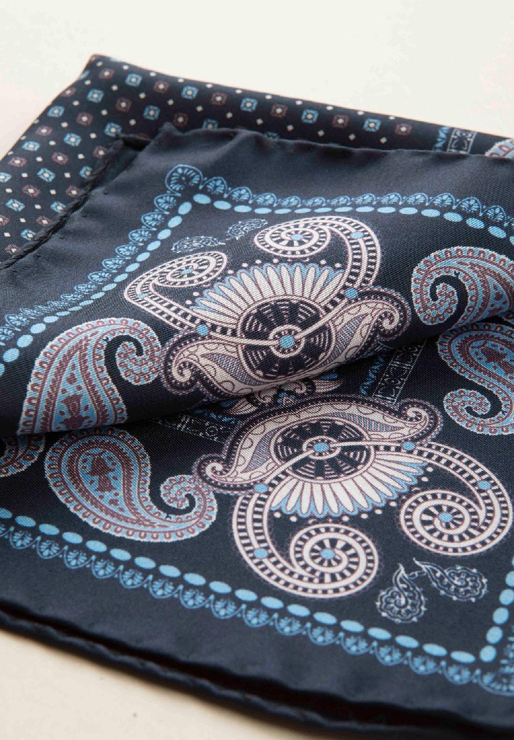 Angelico Pochette Blu Azzurra Fantasia Cashmere Seta