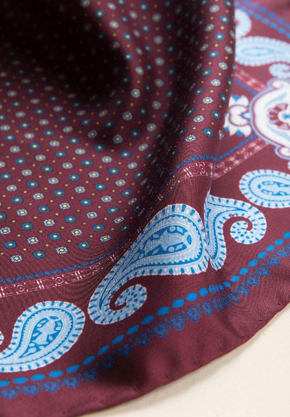 Angelico Pochette Bordeaux Azzurra Fantasia Cashmere Seta