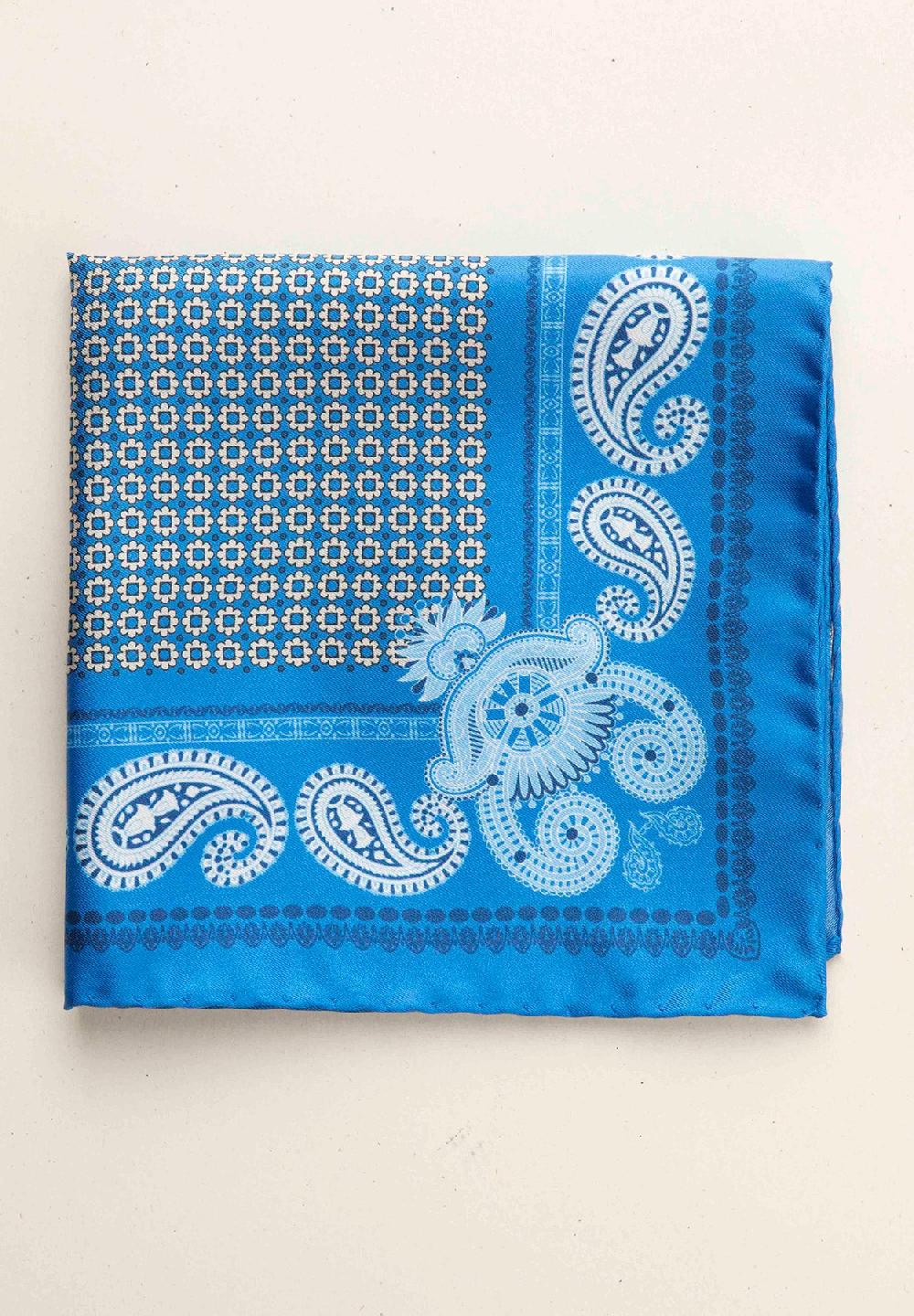 Angelico Pochette celeste azzurra fantasia cashmere seta