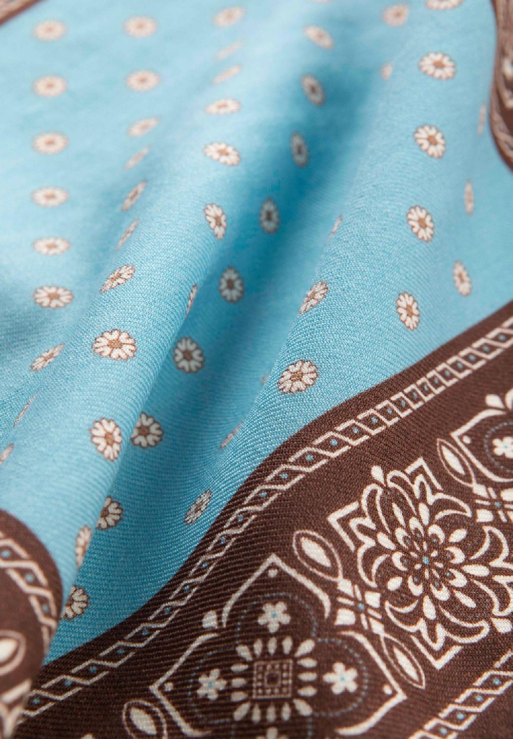 Angelico Pochette Moro Celeste Fantasia Fiorata Lana