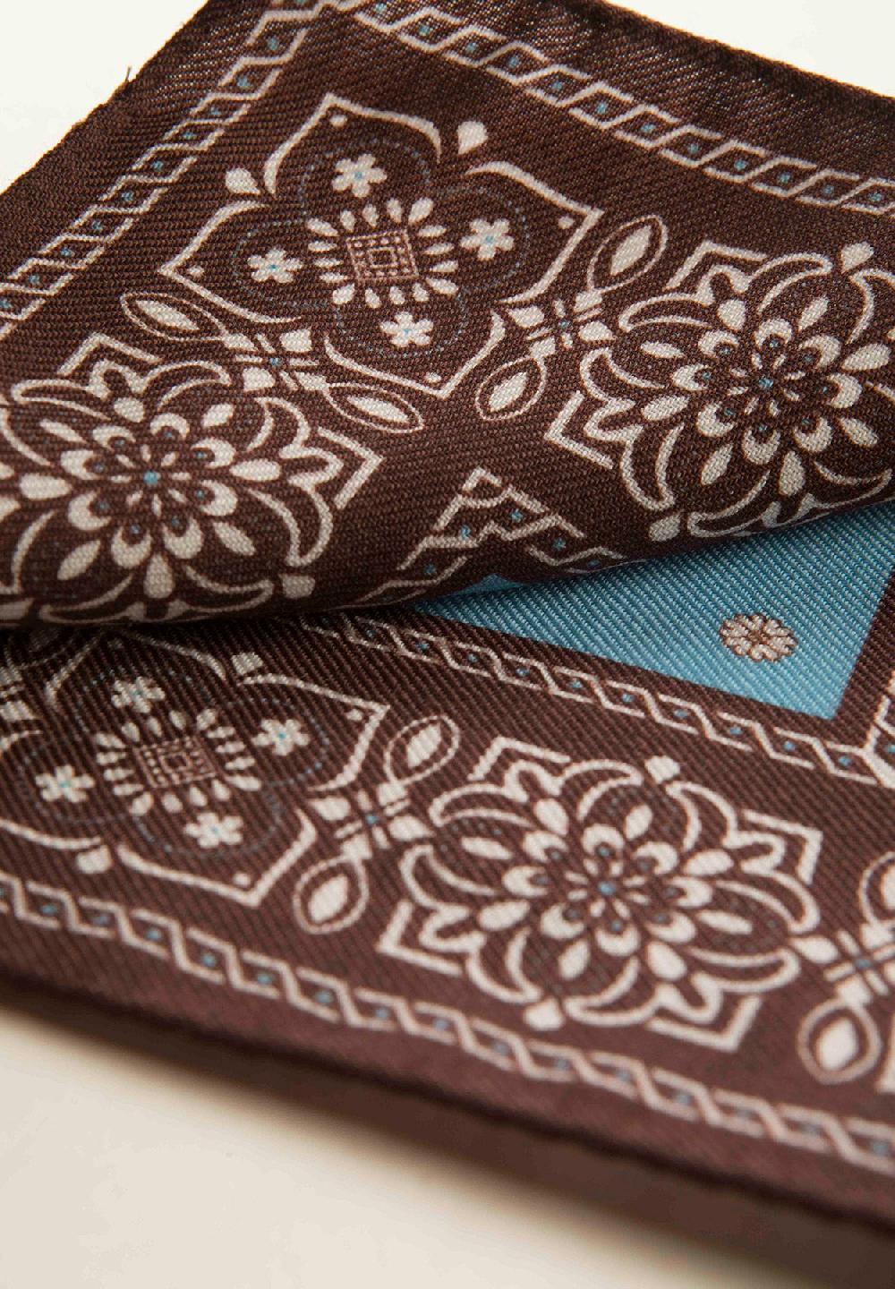 Angelico Pochette Moro Celeste Fantasia Fiorata Lana