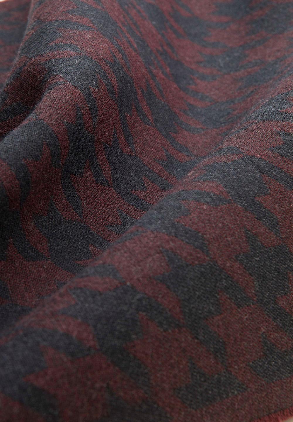 Angelico Sciarpa Blu Bordeaux Pied De Poulè Lana Vergine