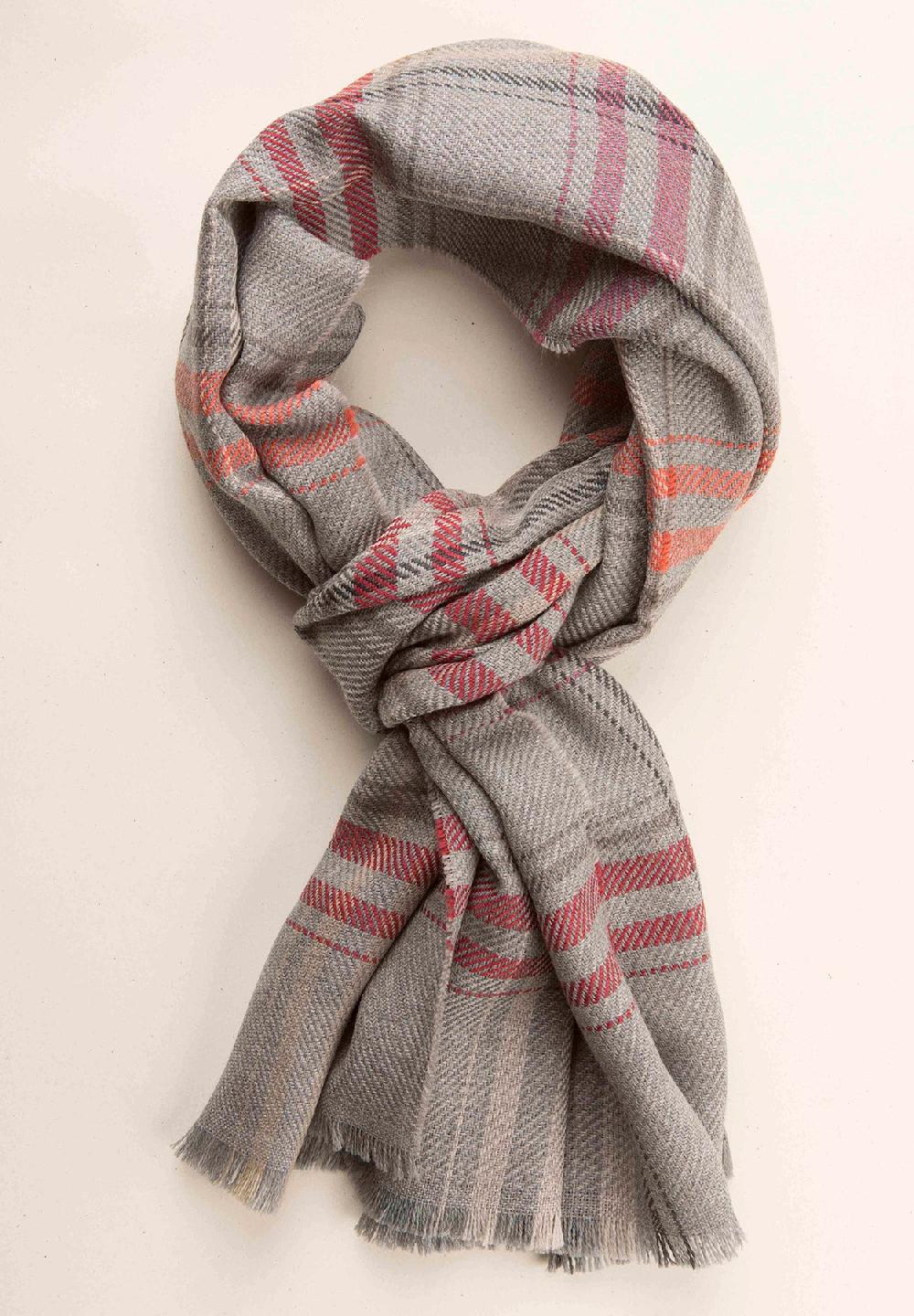 Angelico Sciarpa grigia fantasia quadri lana vergine